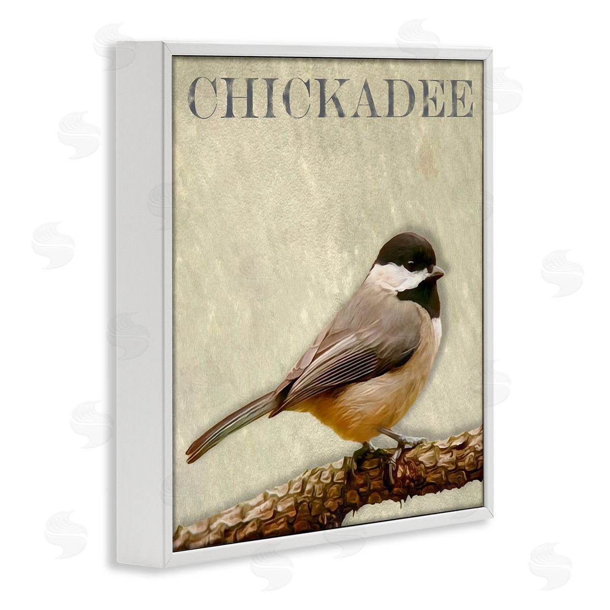 Alpenglow Workshop Chickadee Bird Tree Branch Text Illustration  White Framed Glicee Wall Art Print