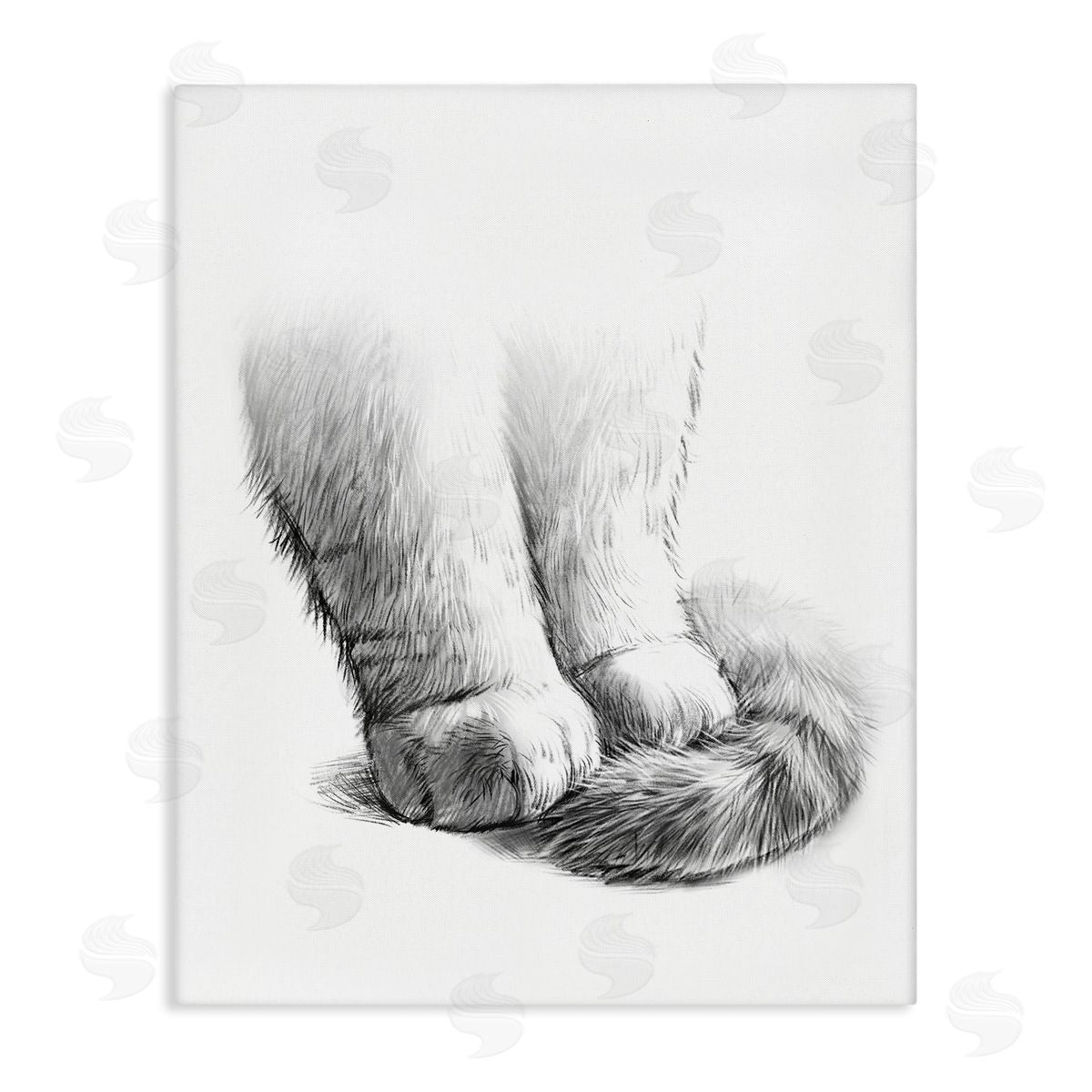 Fluffy Cat Paws & Tail Canvas Wall Art, Home Decor by Ziwei Li