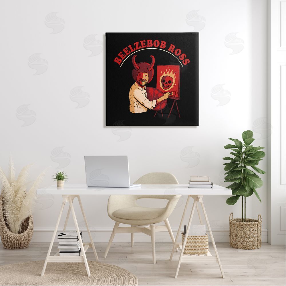 Michael Buxton Beelzebob Ross Text Funny Spooky Painting Easel  Canvas Wall Art in Room