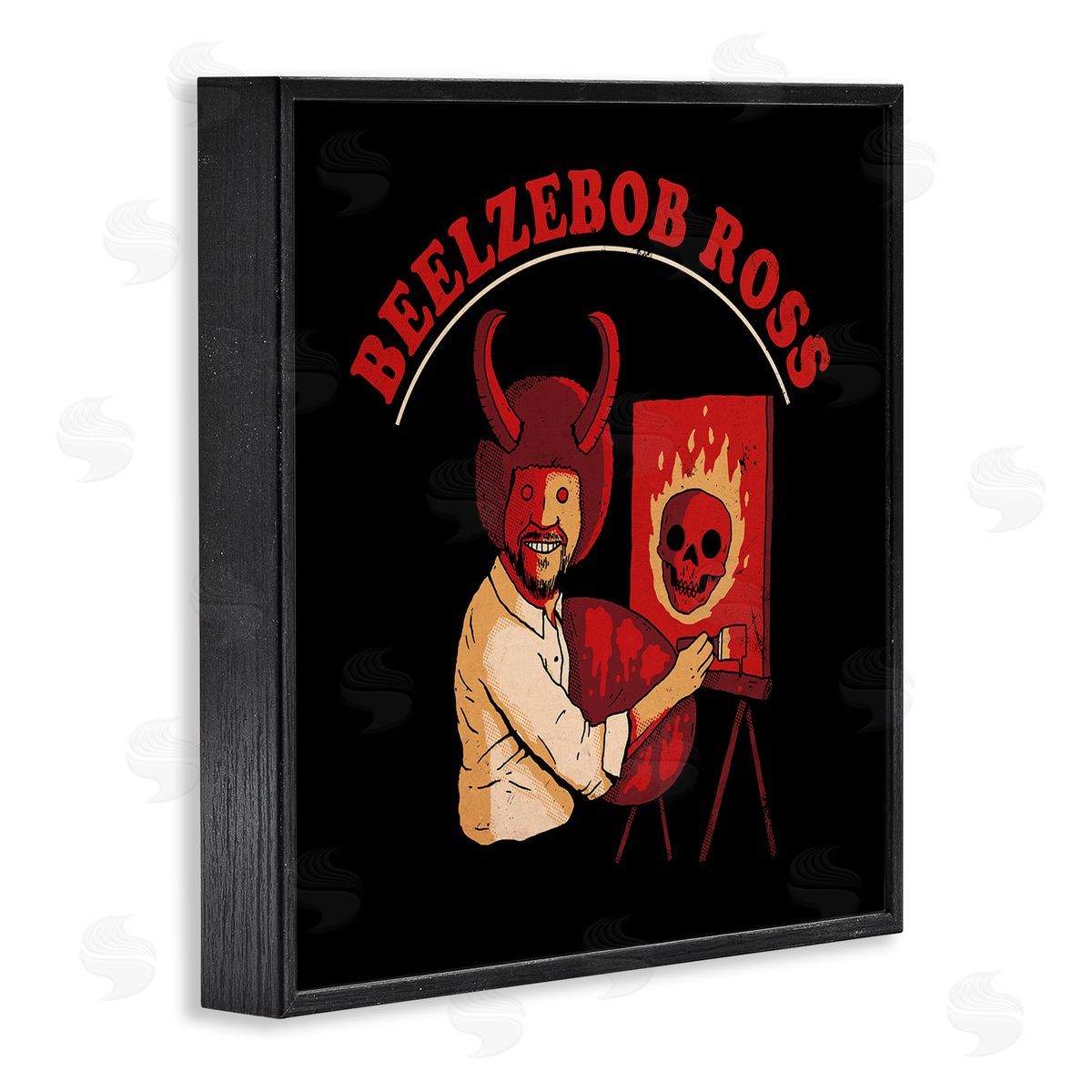 Michael Buxton Beelzebob Ross Text Funny Spooky Painting Easel  Black Framed Glicee Wall Art Print