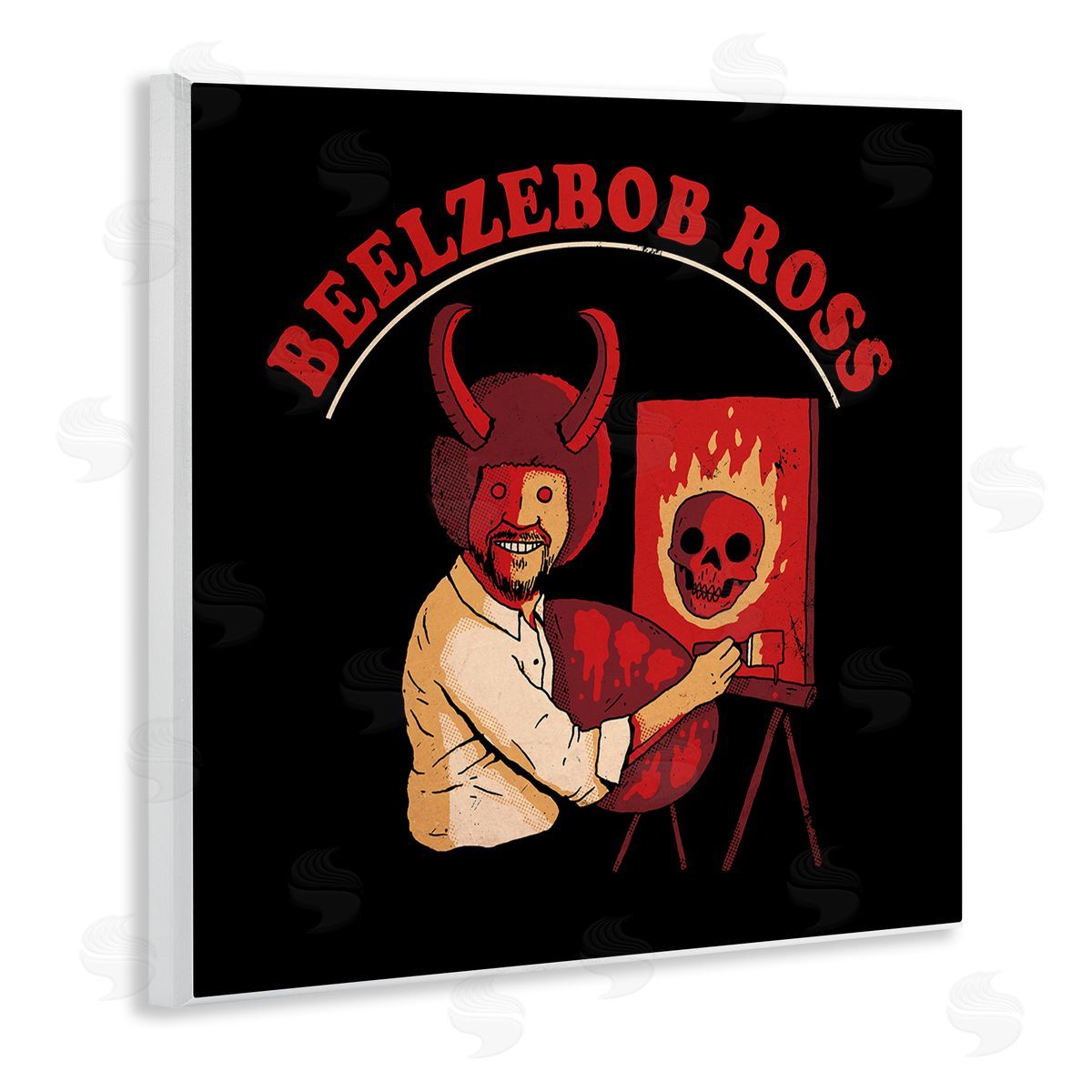 Michael Buxton Beelzebob Ross Text Funny Spooky Painting Easel  Wooden Wall Plaque Art Print