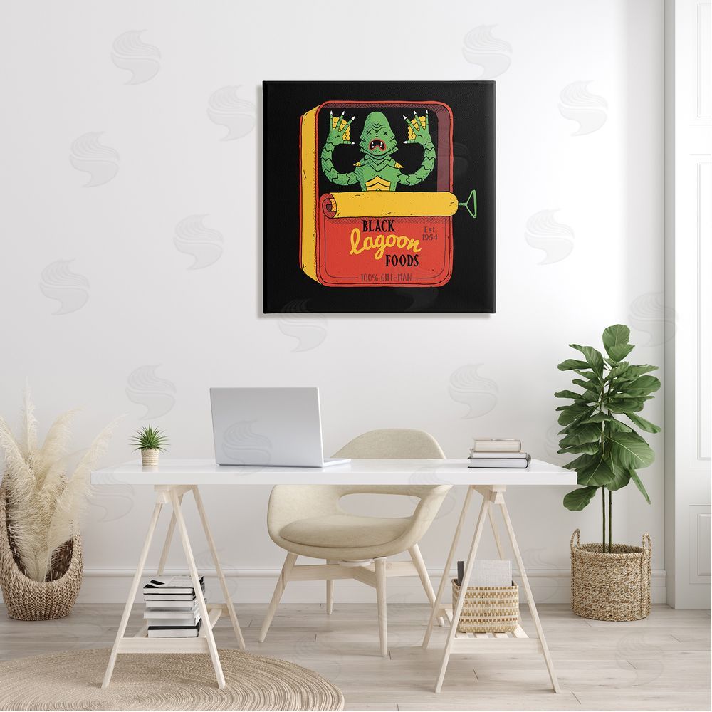 Michael Buxton Black Lagoon Creature Novelty Tuna Can Design  Canvas Wall Art in Room