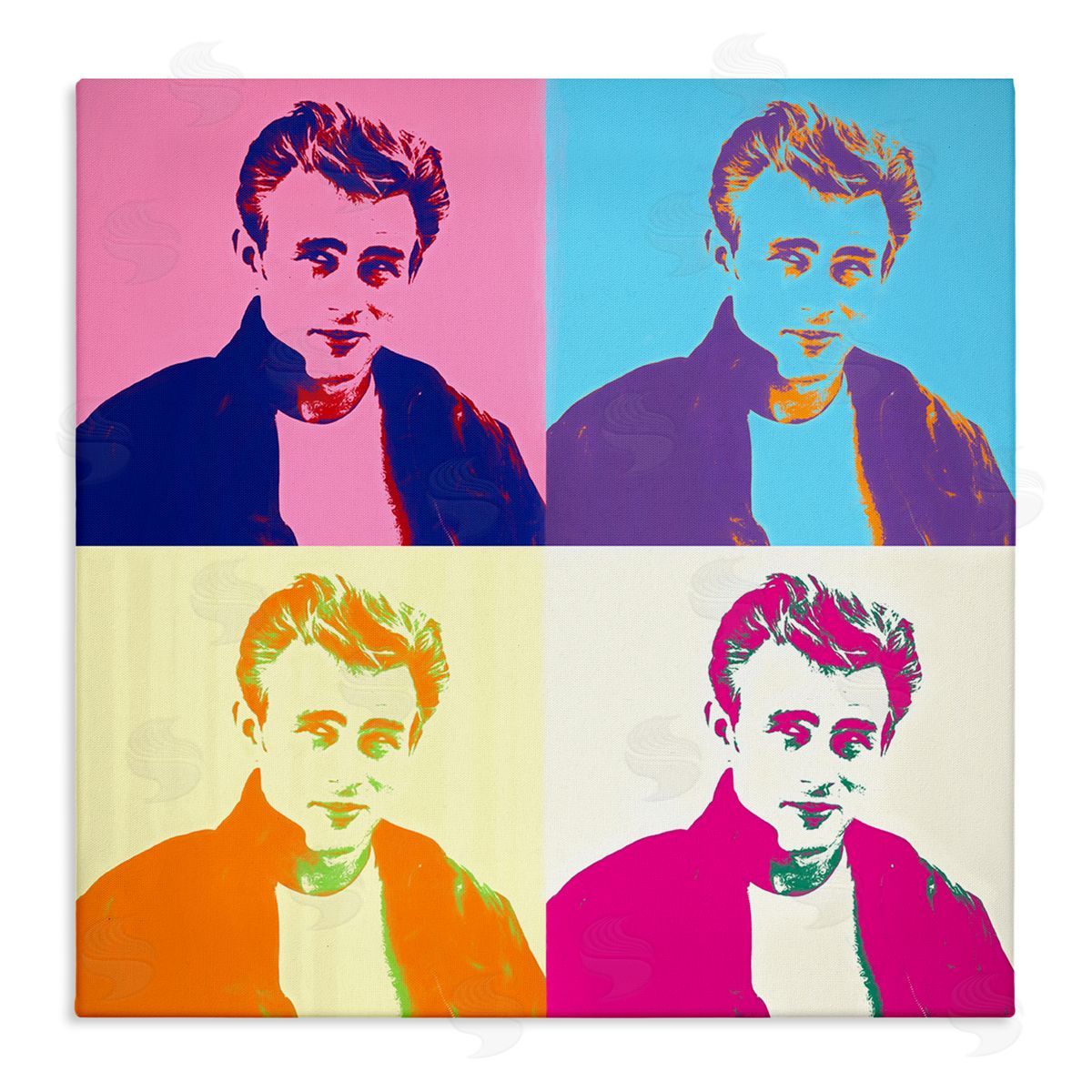 Daniel Sproul Vivid Pop Style Portrait Squares Person Man Stretched Canvas Wall Art Print