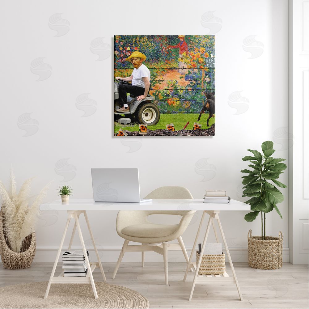 Barry Kite Van Gogh Gardening Flowers Farmer Dog Collage  Canvas Wall Art in Room