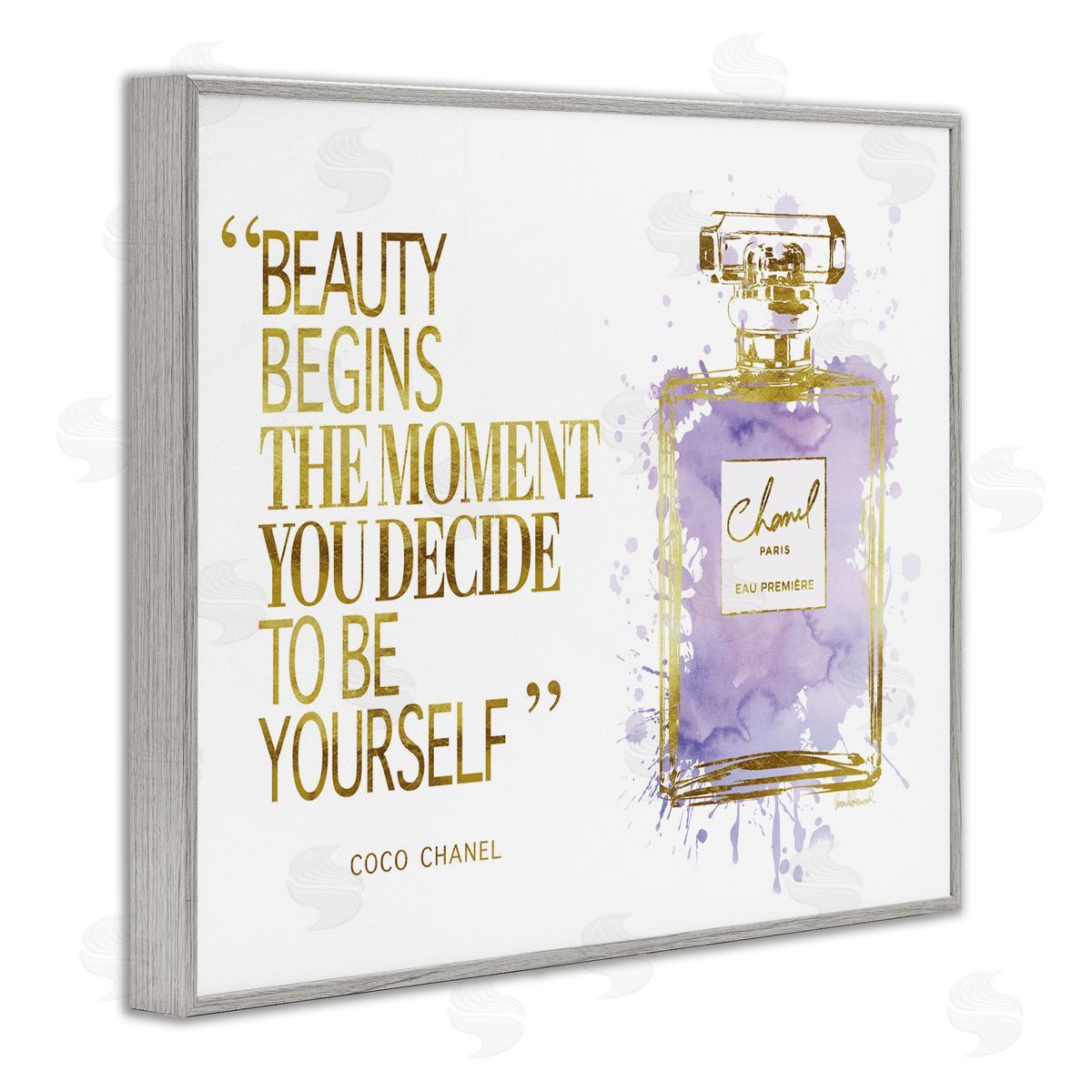 Beauty Begins Designer Quote Grey Frame Print Wall Art, Home Decor by Amanda Greenwood