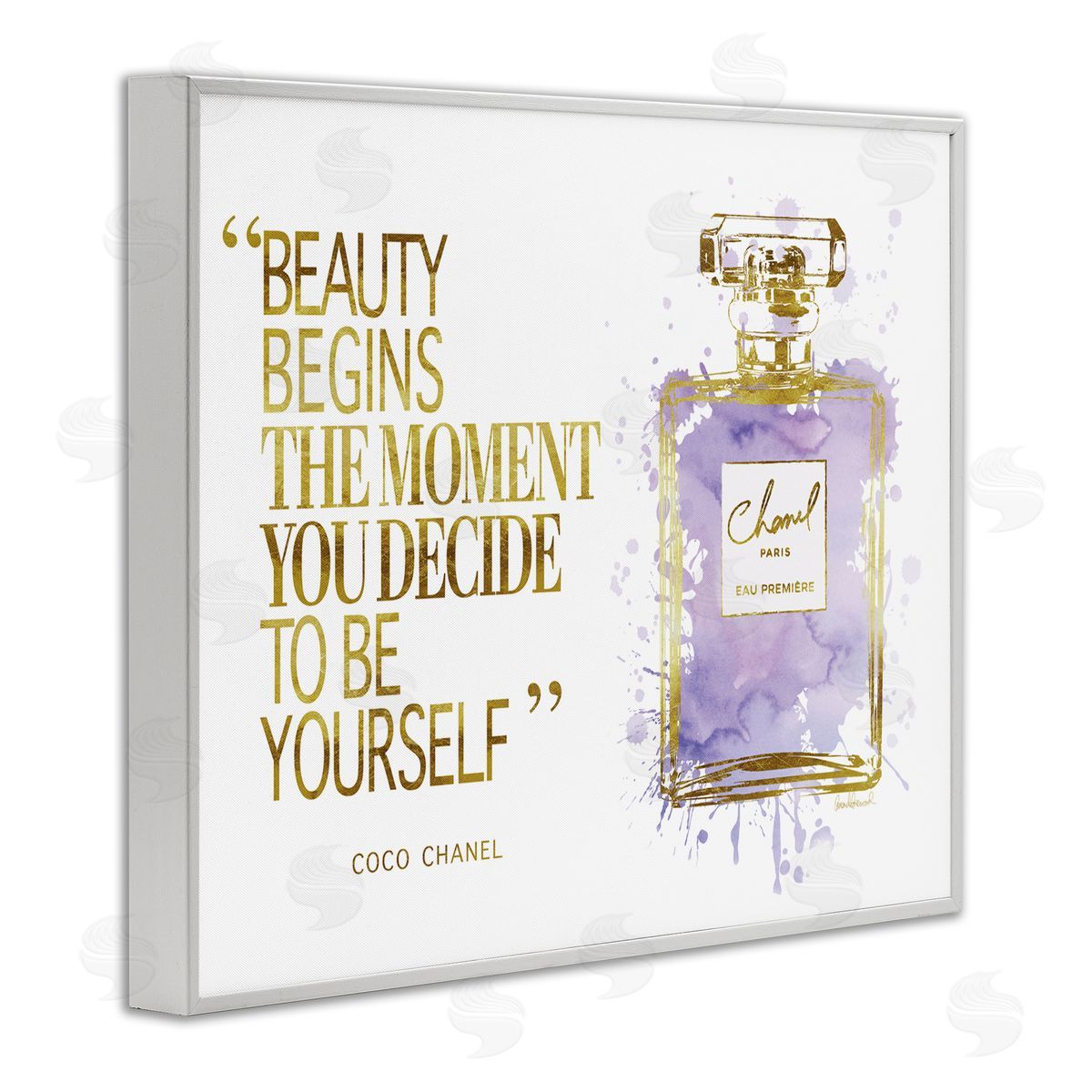 Beauty Begins Designer Quote White Frame Print Wall Art, Home Decor by Amanda Greenwood
