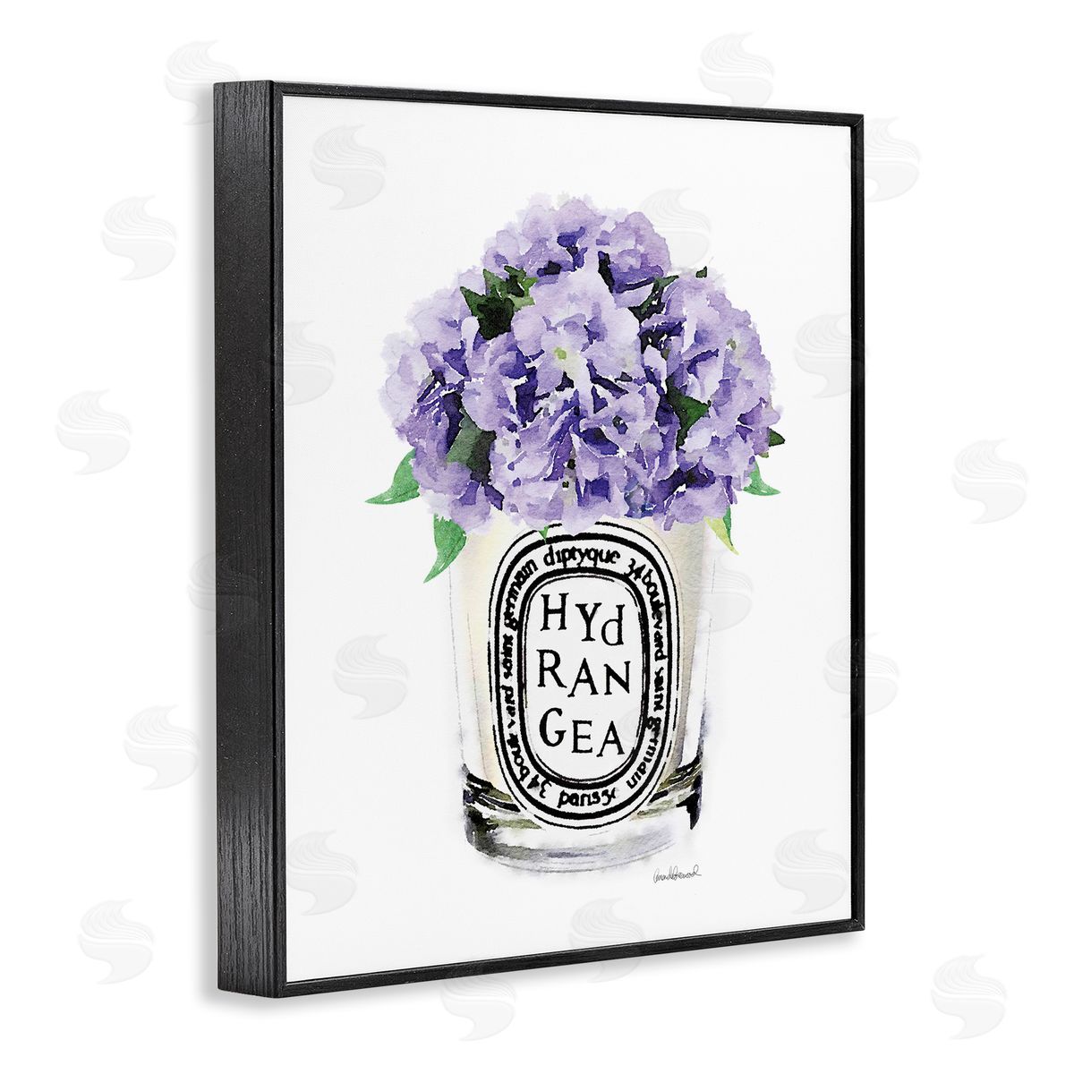 Amanda Greenwood Purple Watercolor Detail Hydrangea Flower Text Black Framed Giclee Wall Art Print