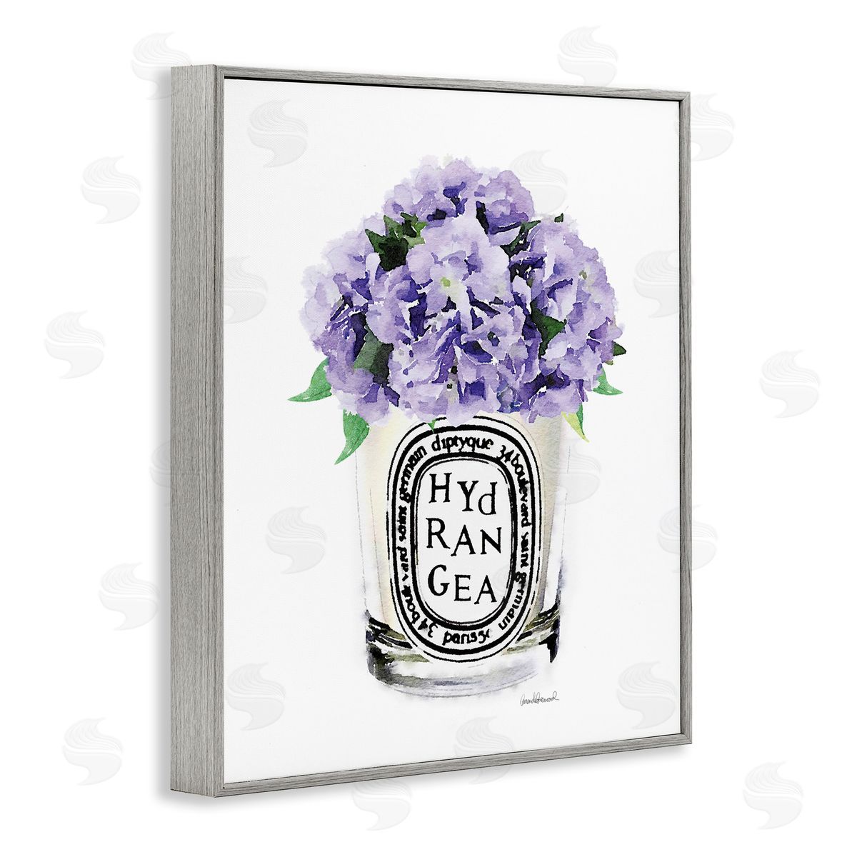 Amanda Greenwood Purple Watercolor Detail Hydrangea Flower Text Gray Framed Giclee Wall Art Print