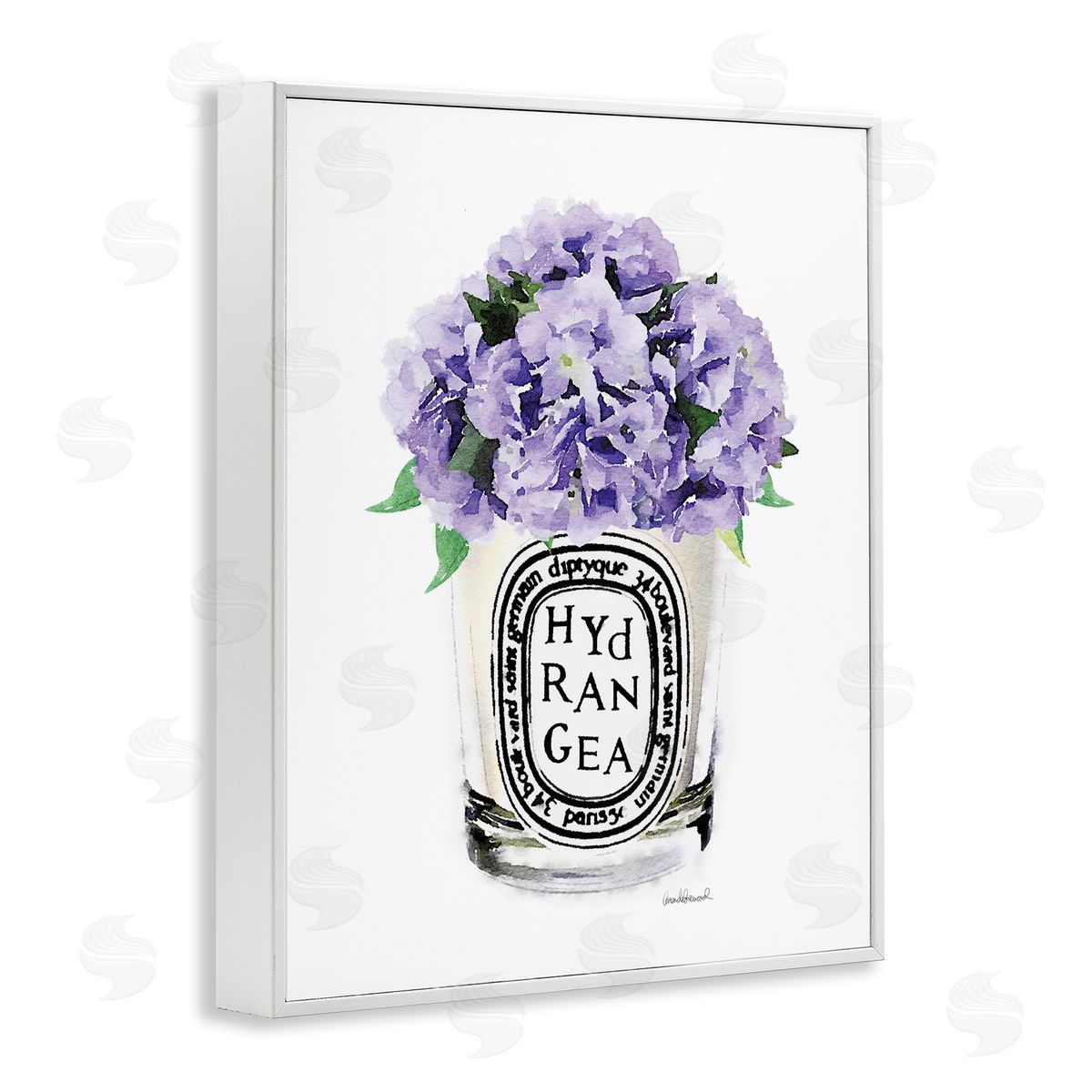 Amanda Greenwood Purple Watercolor Detail Hydrangea Flower Text White Framed Giclee Wall Art Print