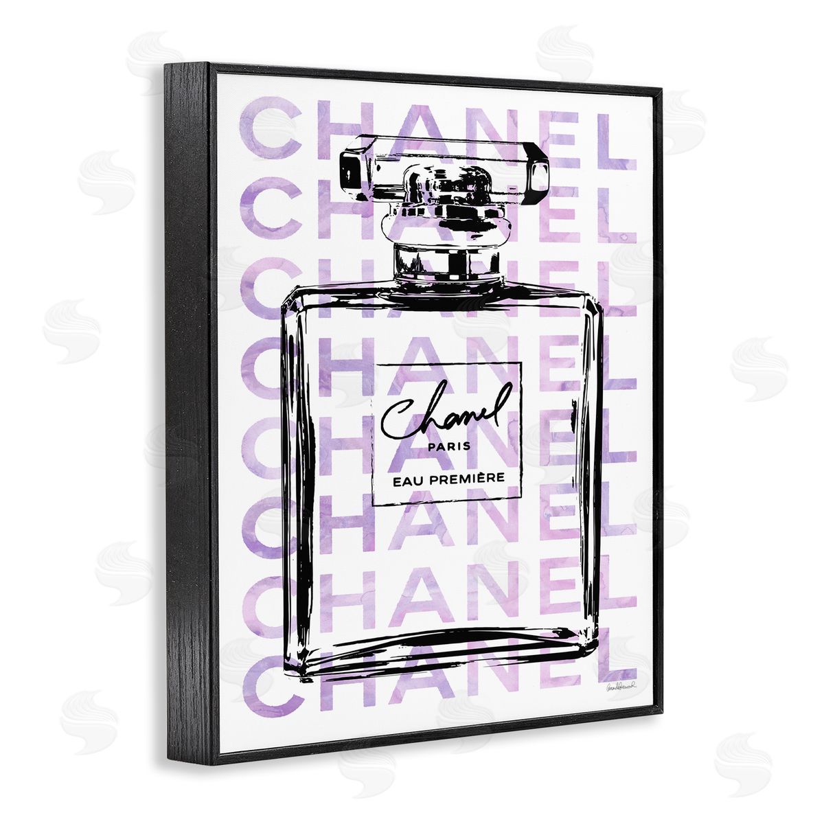 Glam Black Purple Perfume Bottle Black Frame Print Wall Art, Home Decor by Amanda Greenwood