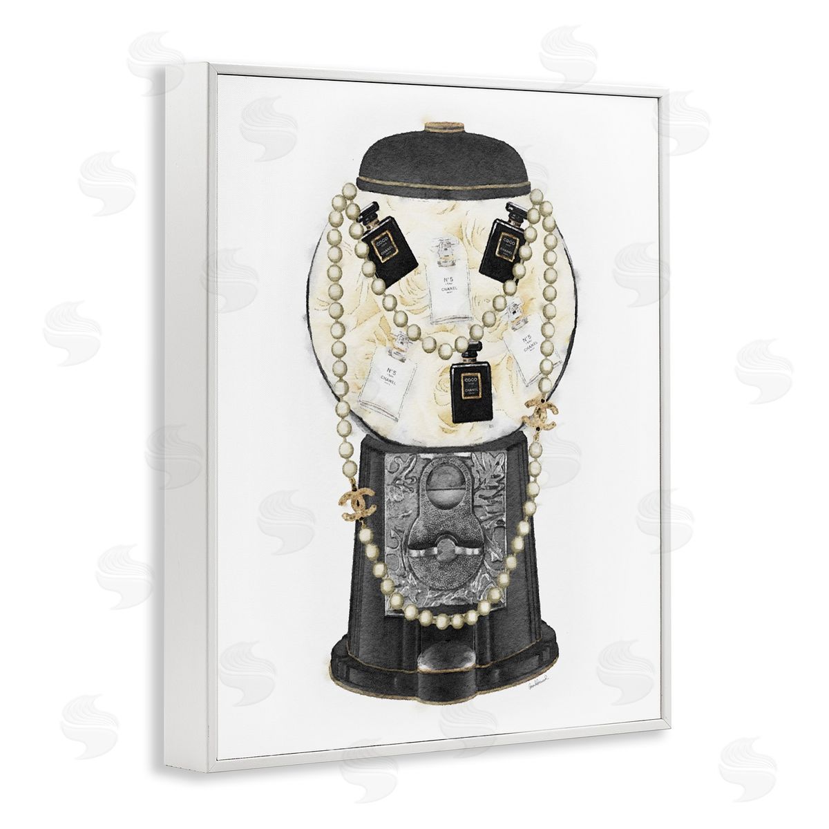 Amanda Greenwood Vintage Gumball Machineer Perfume Necklace Accessories  White Framed Giclee Wall Art Print