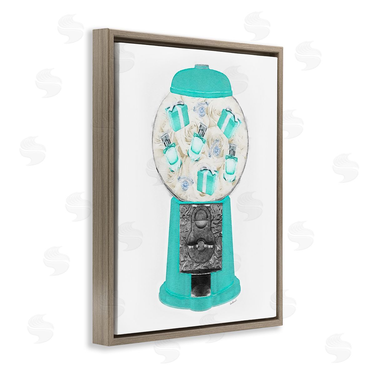 Amanda Greenwood Old Fashioned Candy Dispenserer Fashion Jewelry Boxes  Brown Floating Frame Canvas Wall Art Print