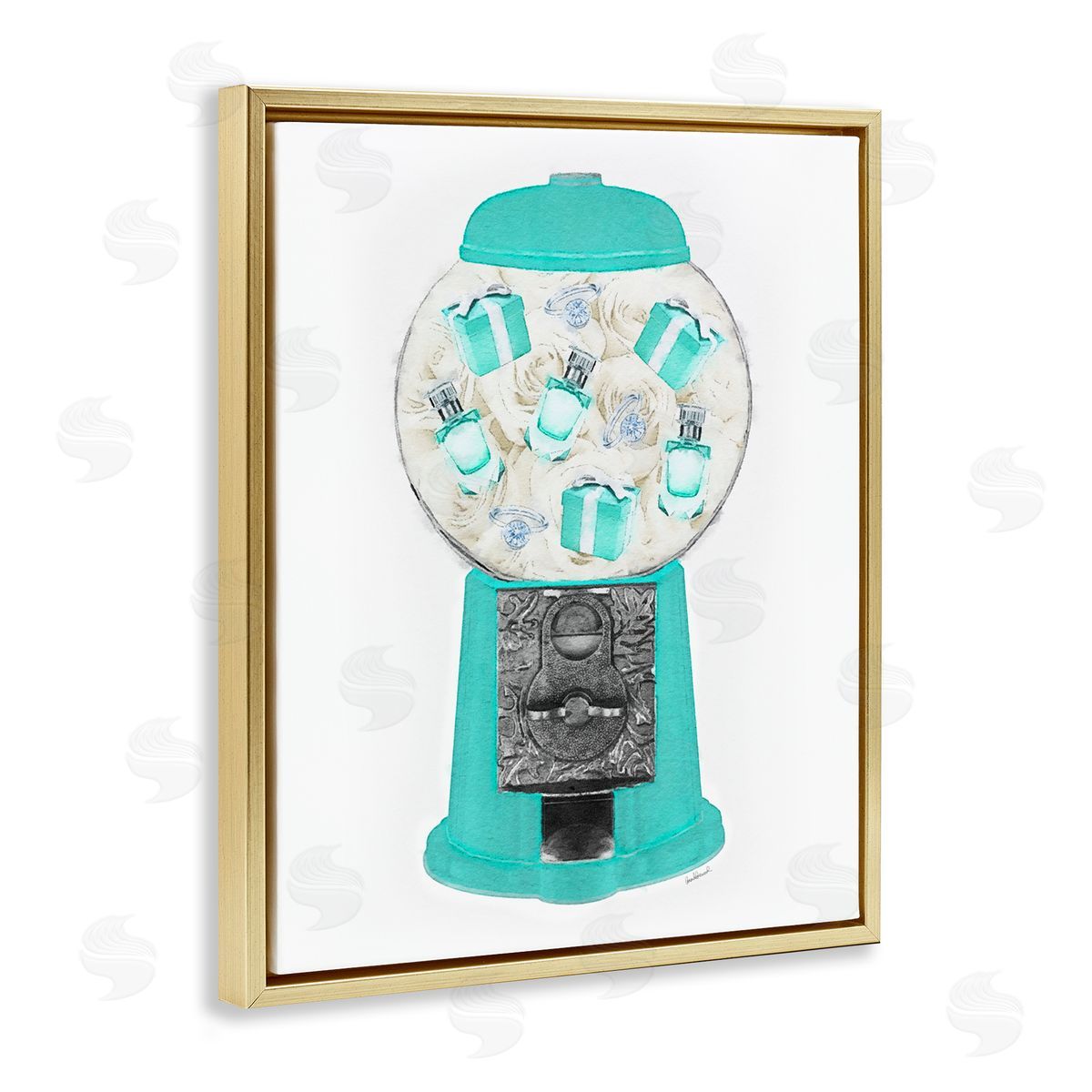Amanda Greenwood Old Fashioned Candy Dispenserer Fashion Jewelry Boxes  Gold Floating Frame Canvas Wall Art Print