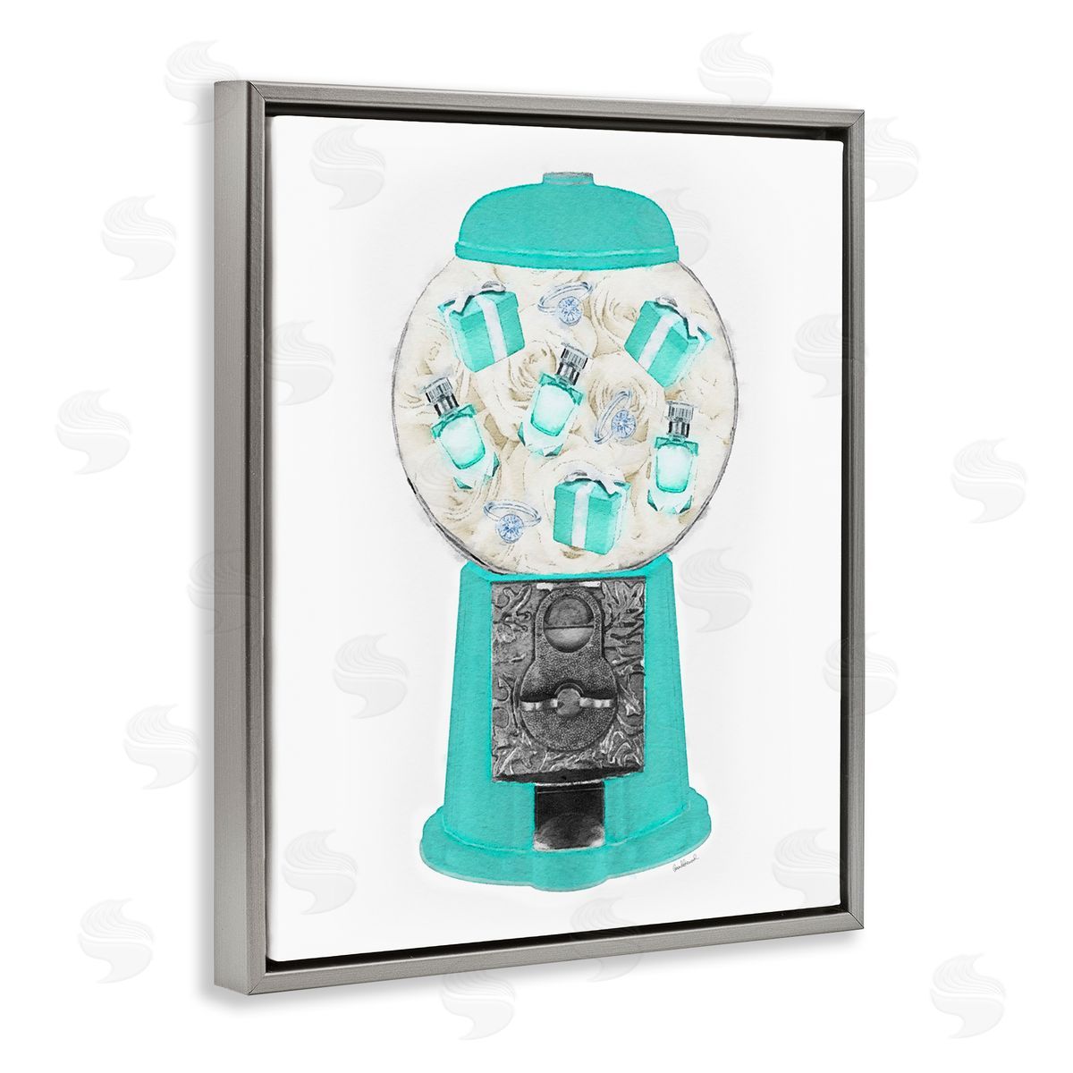 Amanda Greenwood Old Fashioned Candy Dispenserer Fashion Jewelry Boxes  Gray Floating Frame Canvas Wall Art Print