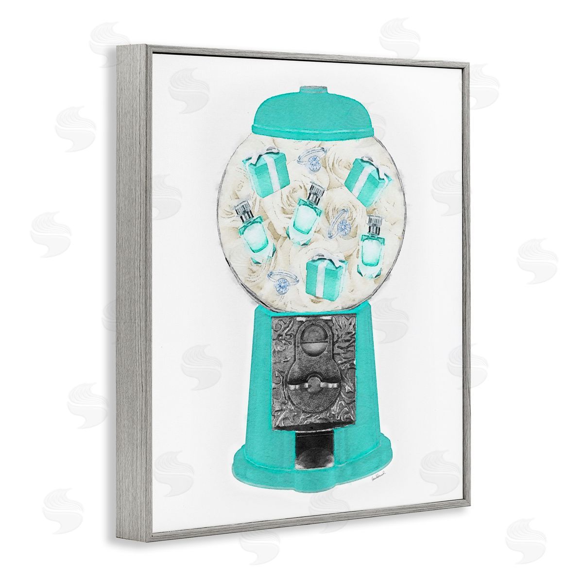 Amanda Greenwood Old Fashioned Candy Dispenserer Fashion Jewelry Boxes  Gray Framed Giclee Wall Art Print