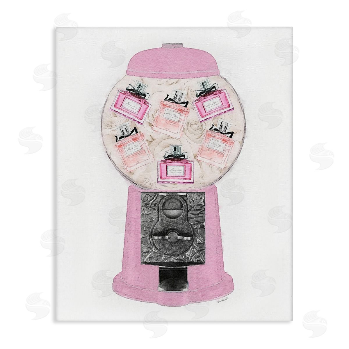 Amanda Greenwood Pink Gumball Machine Glamer Perfume Bottles  Stretched Canvas Wall Art Print
