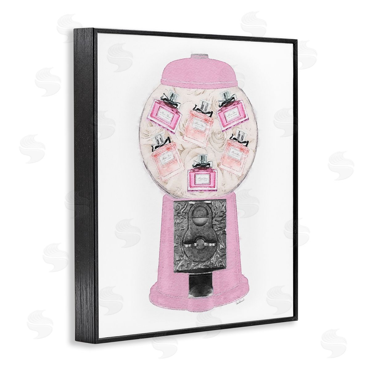 Amanda Greenwood Pink Gumball Machine Glamer Perfume Bottles  Black Framed Giclee Wall Art Print