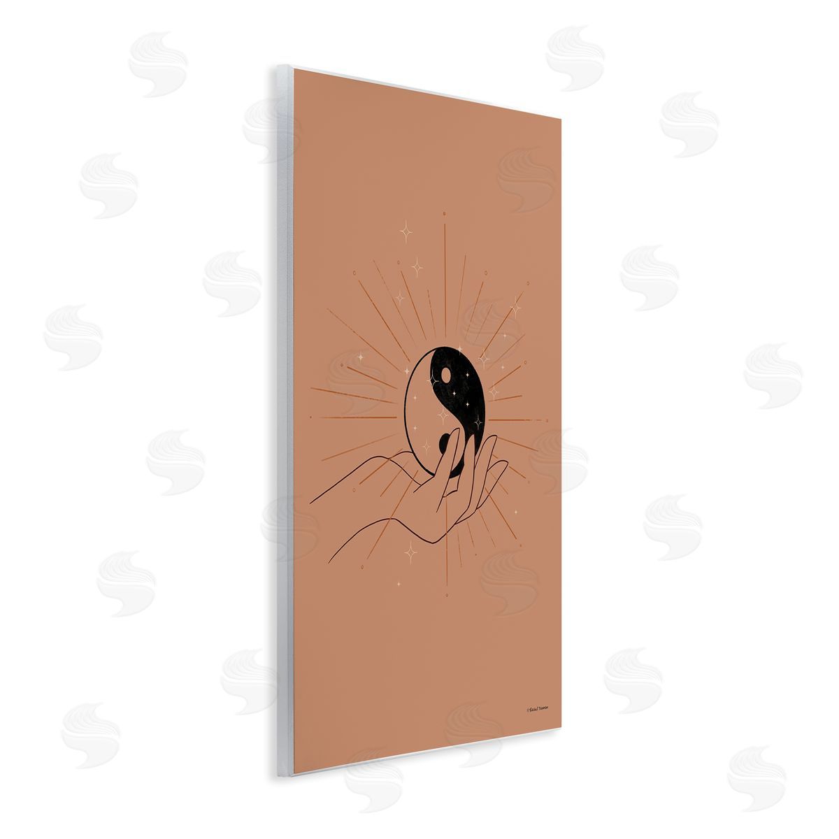 Rachel Nieman Brown Yin Yang Harmony Symbol Palm Hand  Wall Plaque Art Print