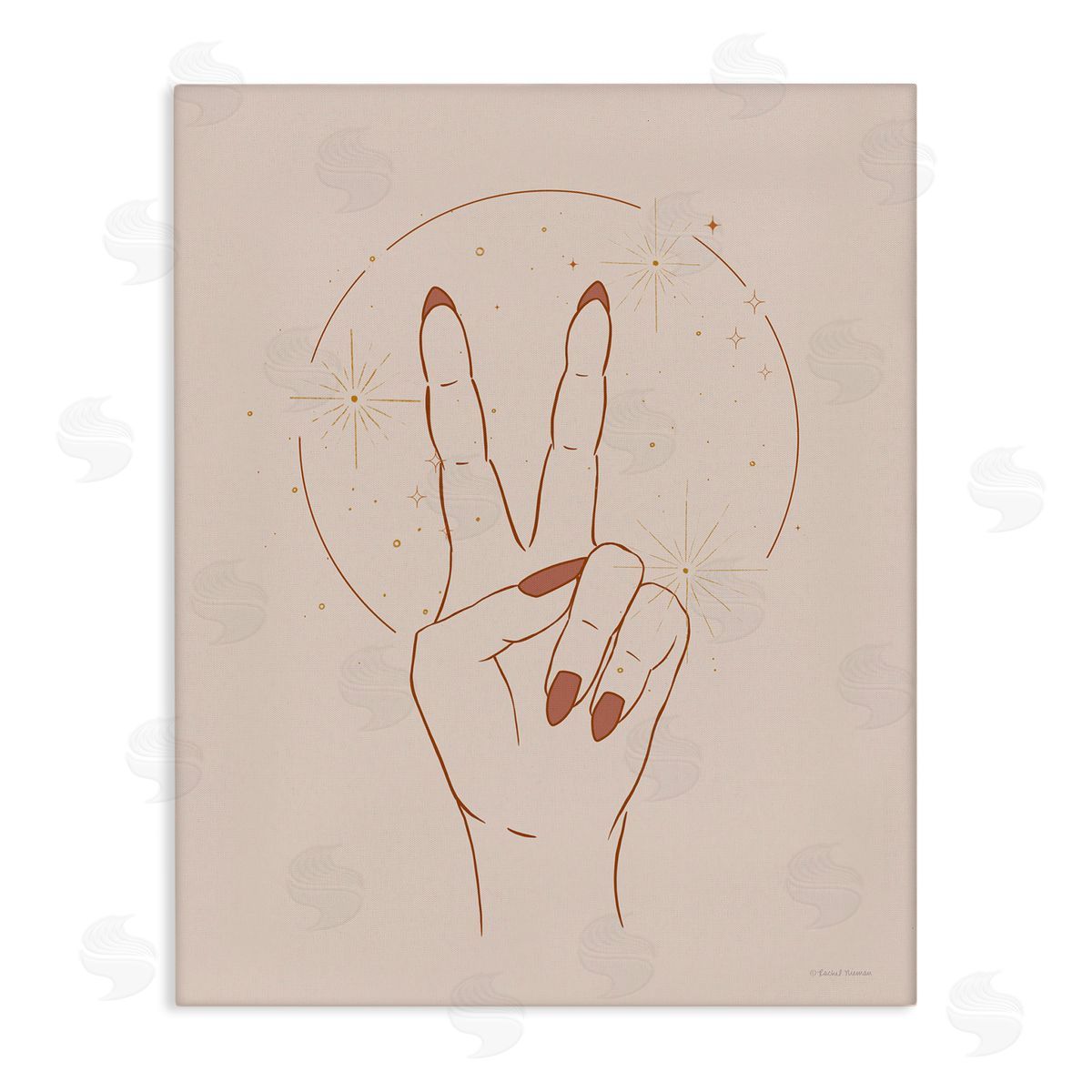 Rachel Nieman Casual Peace Sign Hand Symbol Painted Nails  Stretched Canvas Wall Art Print