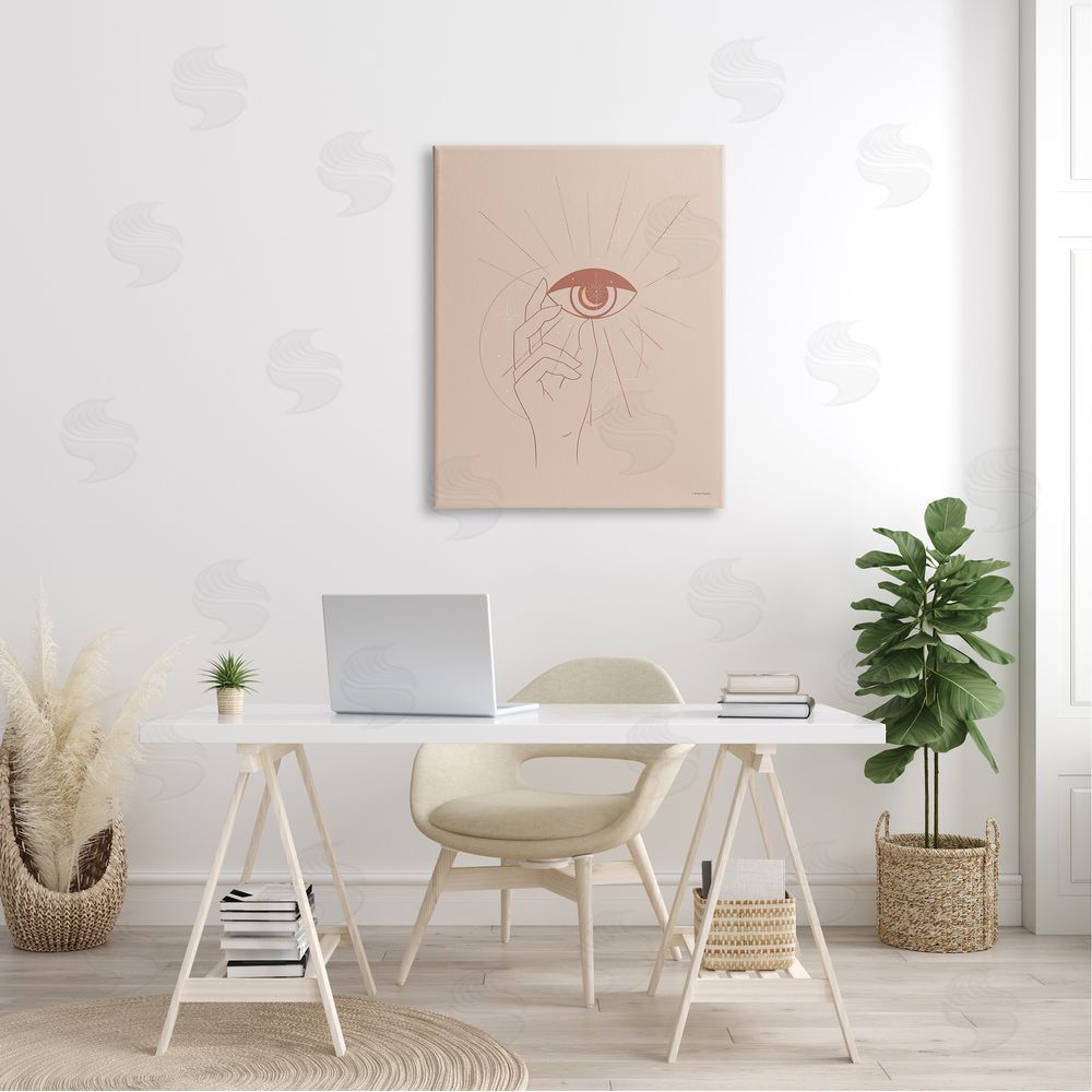Rachel Nieman Hand Reaching Eye Brown Solar Rays Symbol  Canvas Wall Art Print in Room