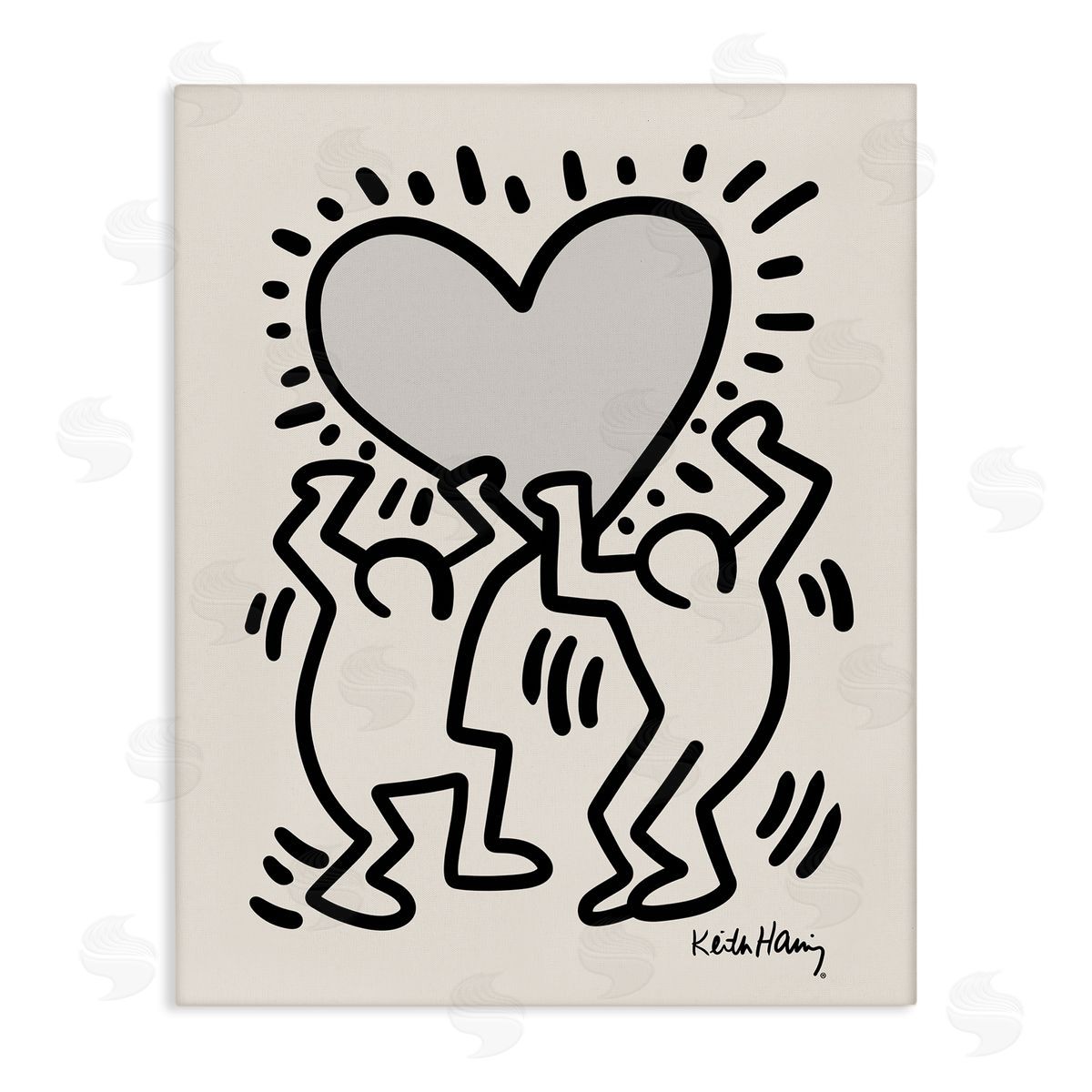 Ros Ruseva Two People Holding Heart Outline Pop  Stretched Canvas Wall Art Print