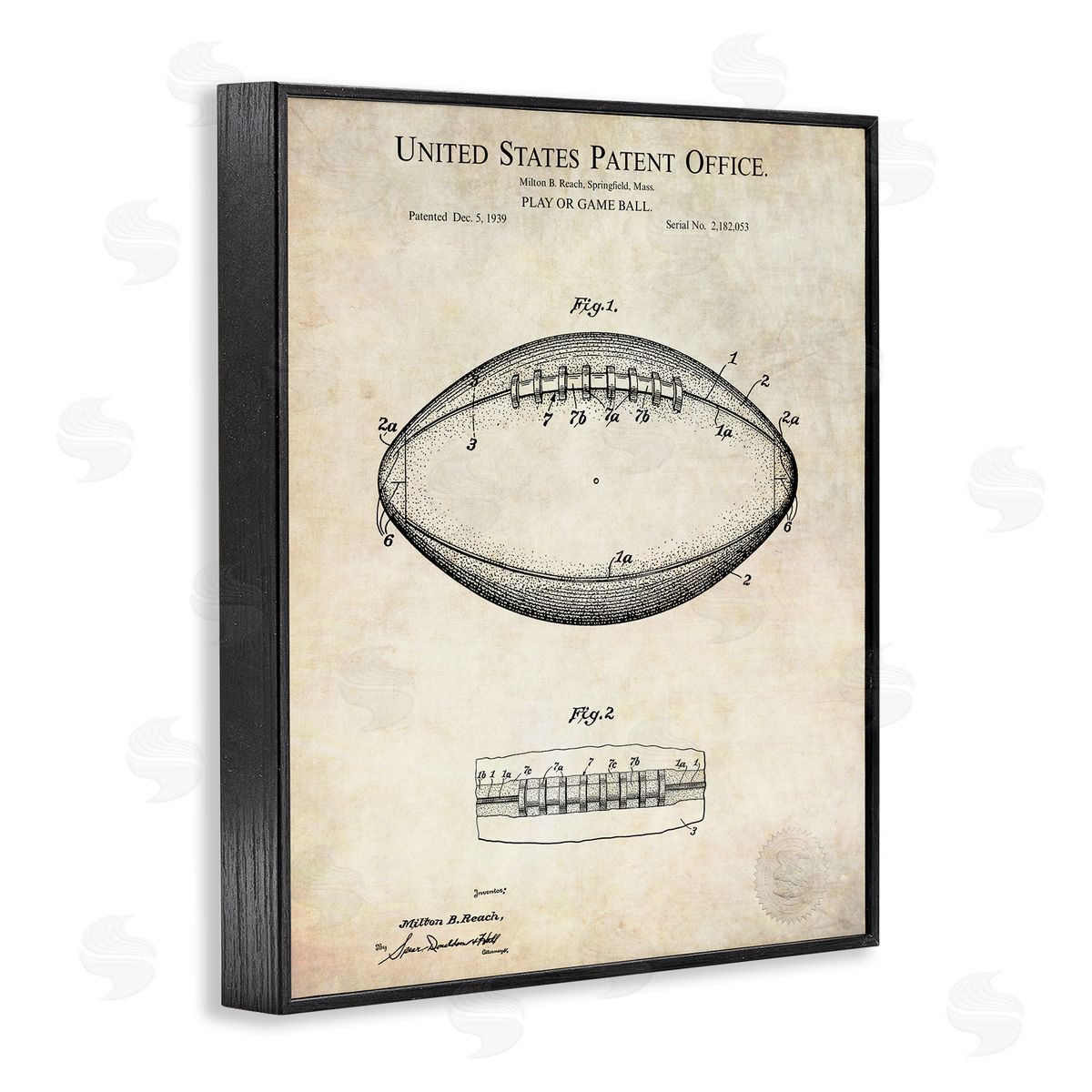 American Football Sports Blueprint Black Frame Print Wall Art, Home Decor by Karl Hronek