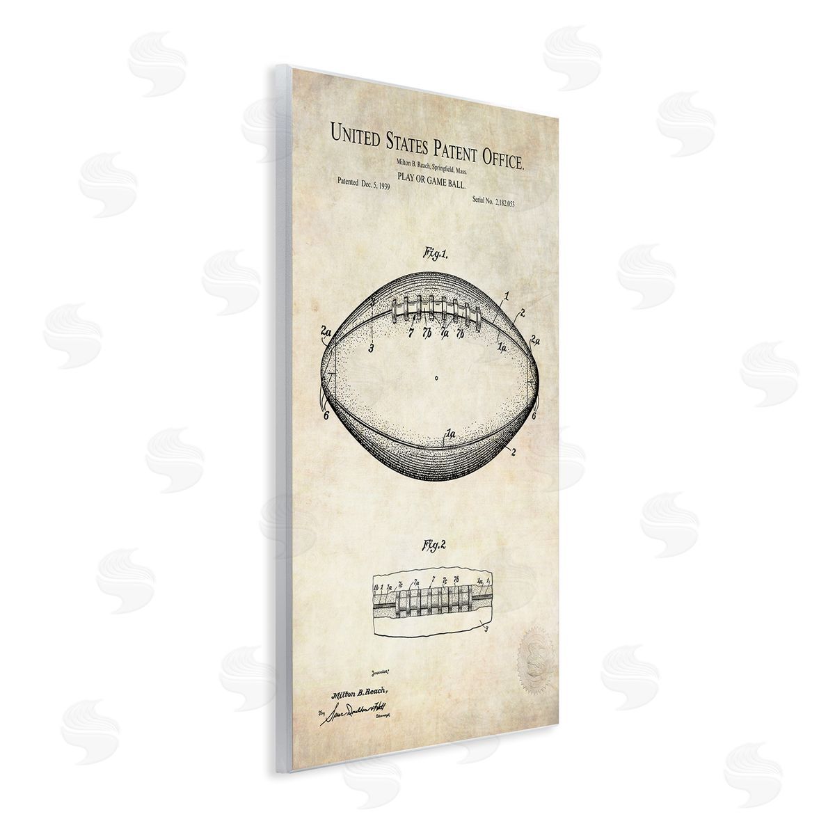 American Football Sports Blueprint Wood Plaque Wall Art, Home Decor by Karl Hronek