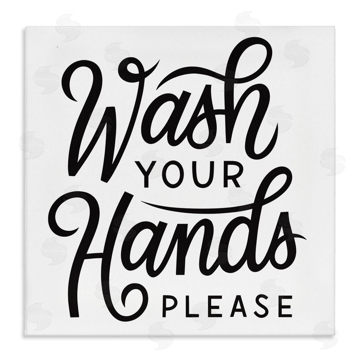 Jalynn Heerdt Wash Hands Please Bathroom Typography Text Sign  Stretched Canvas Wall Art Print
