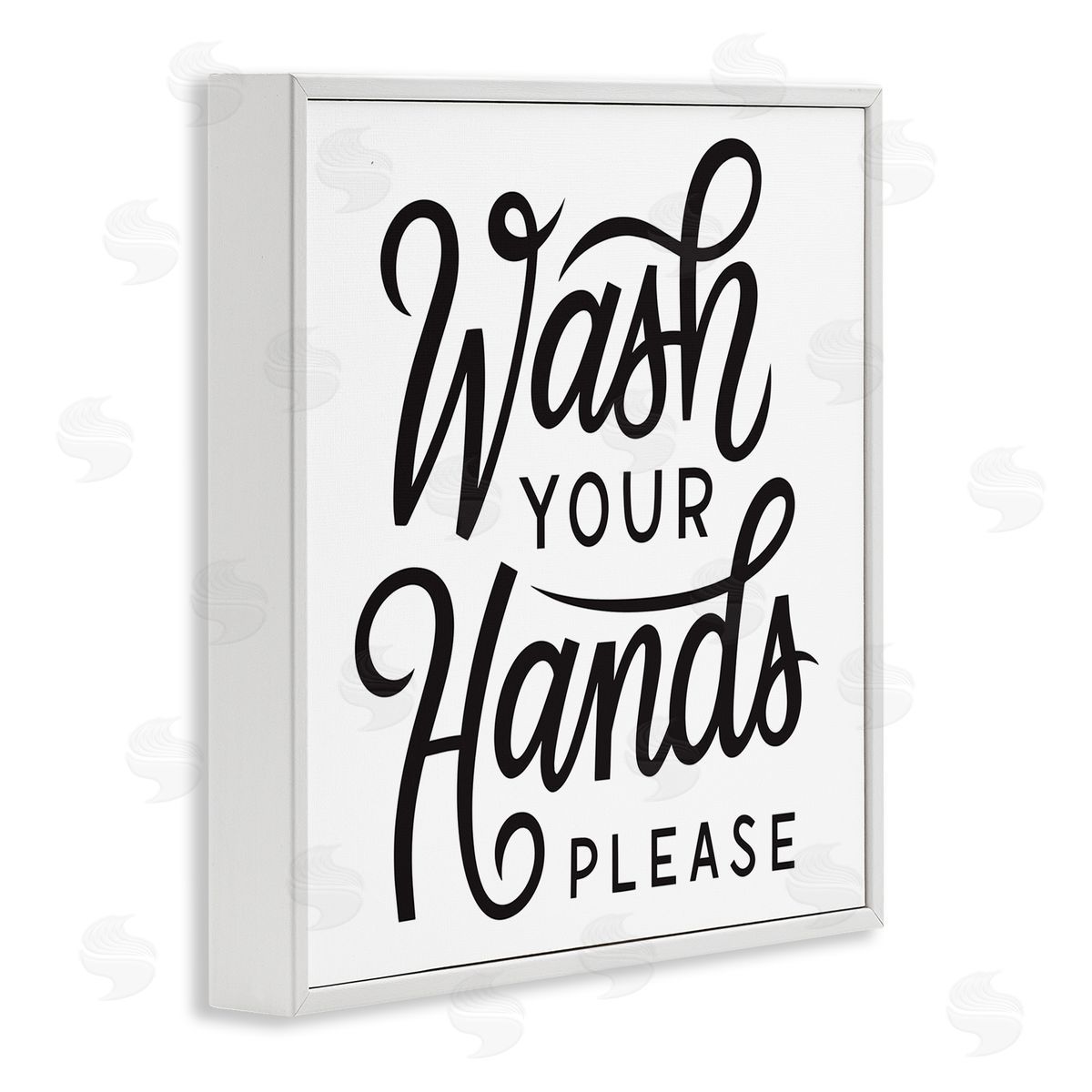 Jalynn Heerdt Wash Hands Please Bathroom Typography Text Sign  White Framed Glicee Wall Art Print