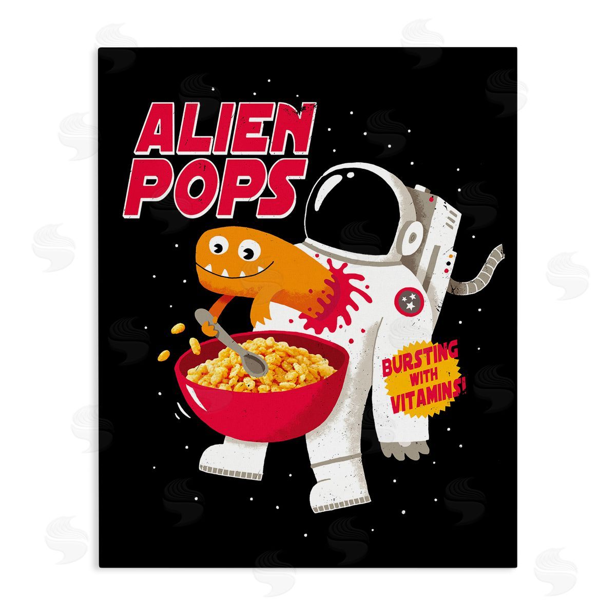 Michael Buxton Alien Pops Bold Modern Cartoon Character Cereal  Stretched Canvas Wall Art Print