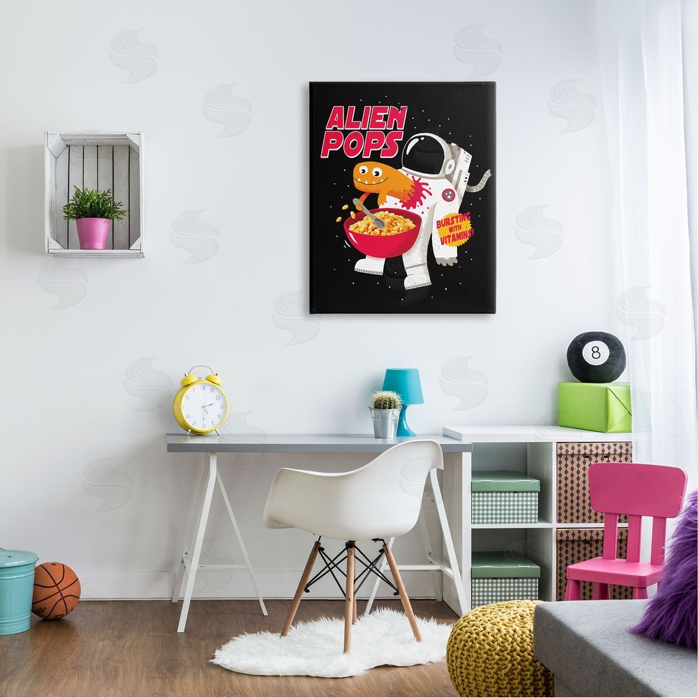 Michael Buxton Alien Pops Bold Modern Cartoon Character Cereal  Canvas Wall Art Print in Room