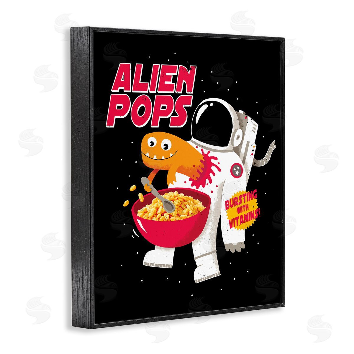 Michael Buxton Alien Pops Bold Modern Cartoon Character Cereal  Black Framed Giclee Wall Art Print