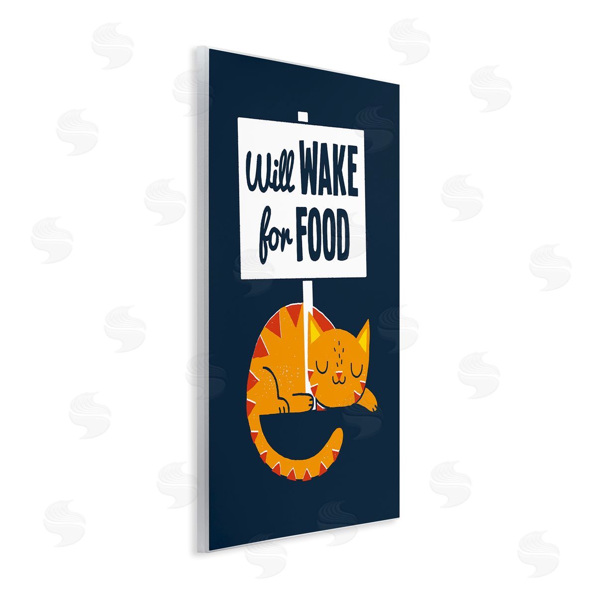Michael Buxton Quirky Will Wake For Food Sleeping Cat Sign  Wall Plaque Art Print