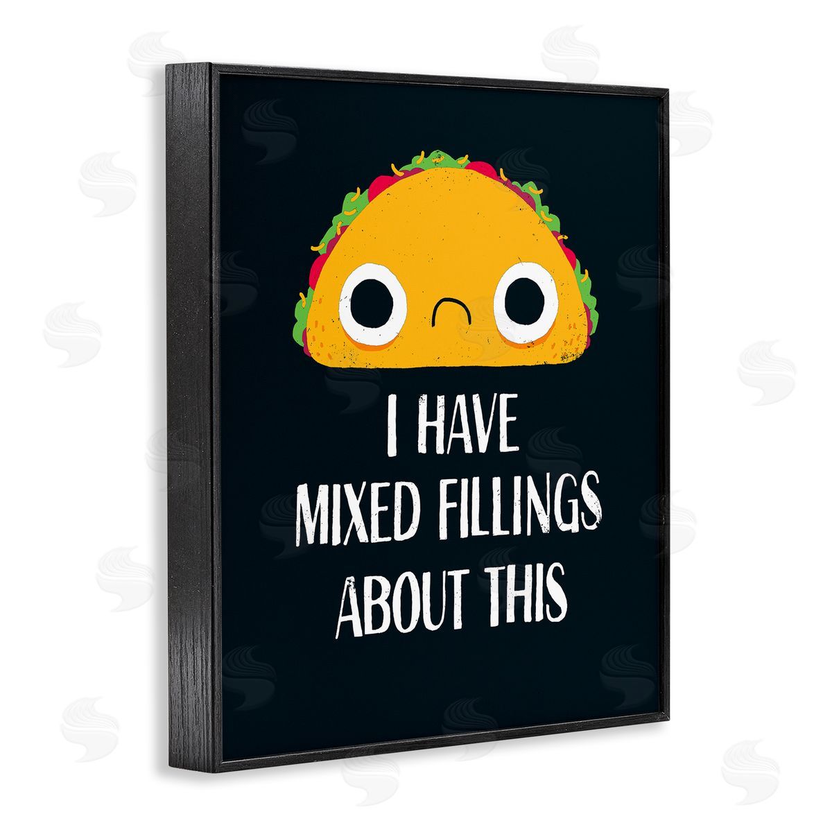 Michael Buxton Mixed Feelings Frowning Taco Bold Typography Illustration Black Framed Giclee Wall Art Print