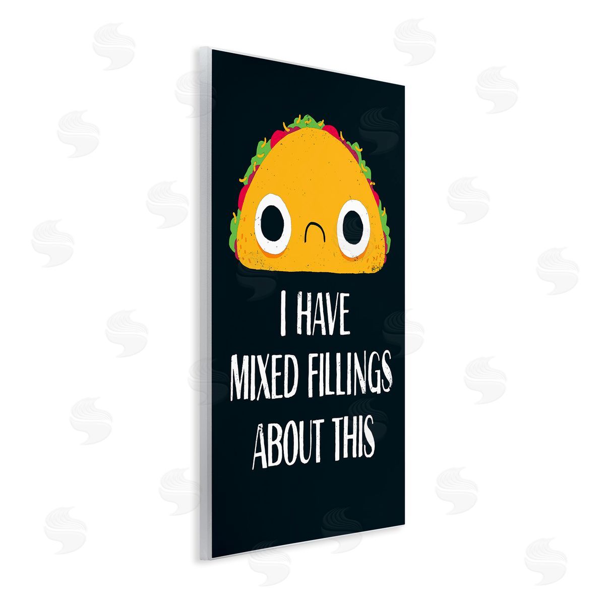 Michael Buxton Mixed Feelings Frowning Taco Bold Typography Illustration Wall Plaque Art Print