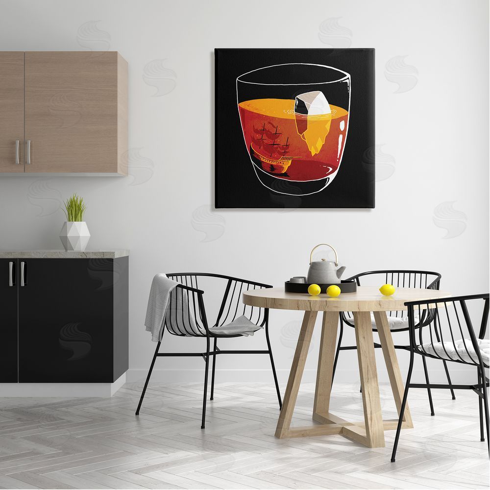 Michael Buxton Clever Iceberg Ship Beverage Drinking Glass Illustration  Canvas Wall Art in Room