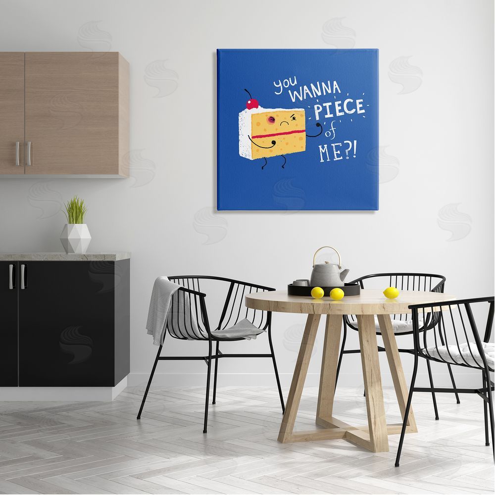 Michael Buxton Wanna Piece Of Me Punk Cake Slice Dessert Typography Canvas Wall Art in Room