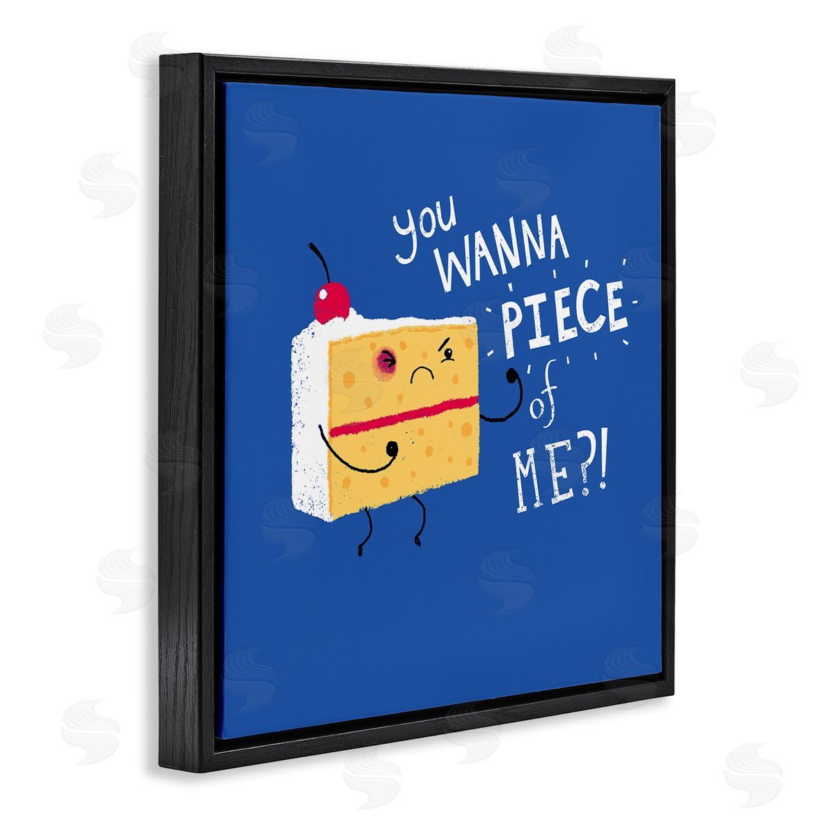 Michael Buxton Wanna Piece Of Me Punk Cake Slice Dessert Typography Black Floating Frame Canvas Wall Art Print