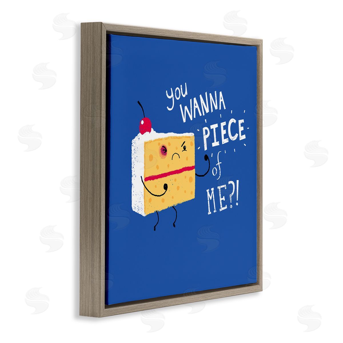 Michael Buxton Wanna Piece Of Me Punk Cake Slice Dessert Typography Brown Floating Frame Canvas Wall Art Print