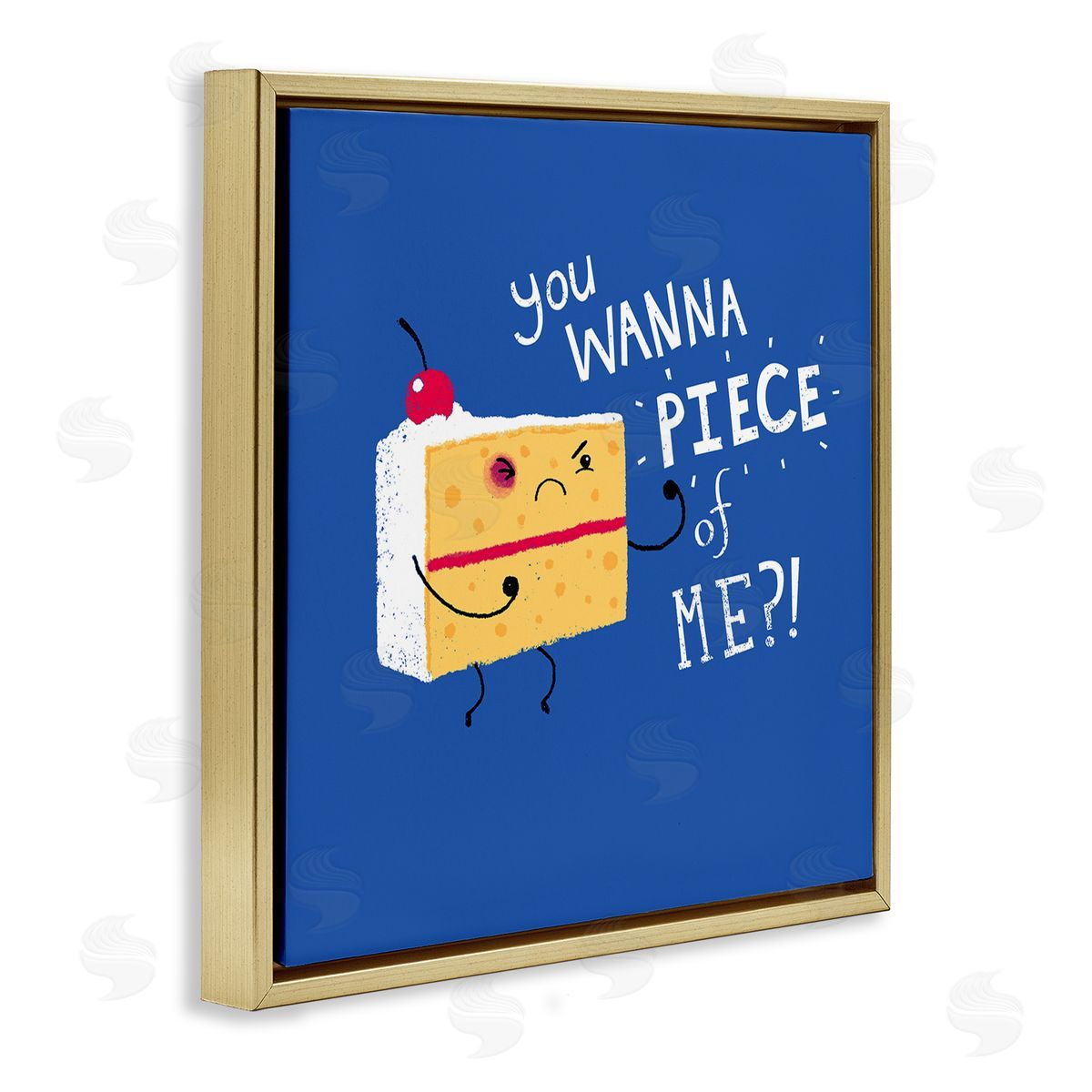 Michael Buxton Wanna Piece Of Me Punk Cake Slice Dessert Typography Gold Floating Frame Canvas Wall Art Print