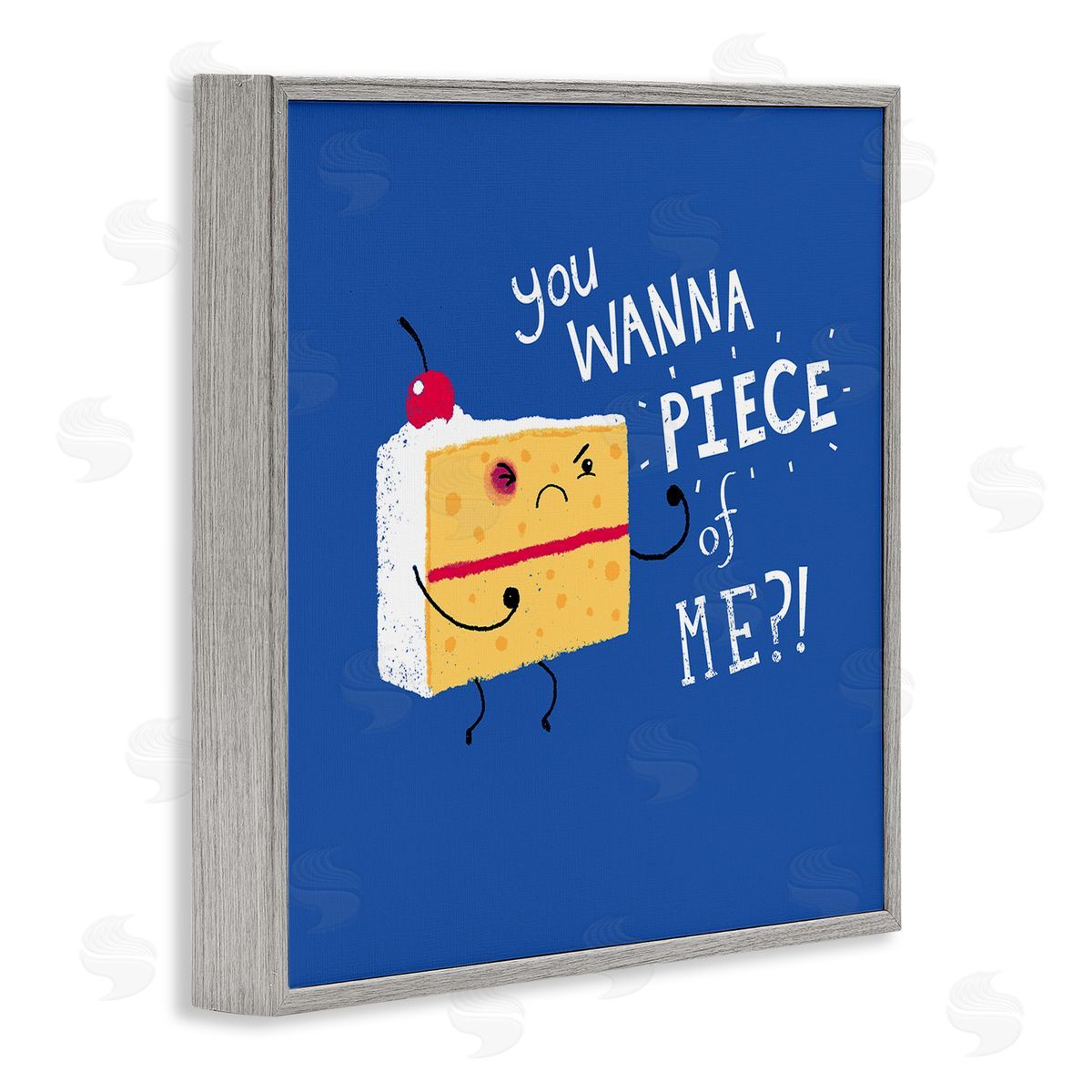 Michael Buxton Wanna Piece Of Me Punk Cake Slice Dessert Typography Gray Framed Glicee Wall Art Print