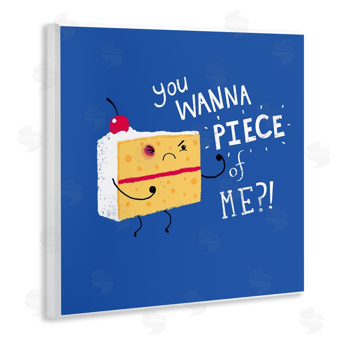 Michael Buxton Wanna Piece Of Me Punk Cake Slice Dessert Typography Wooden Wall Plaque Art Print