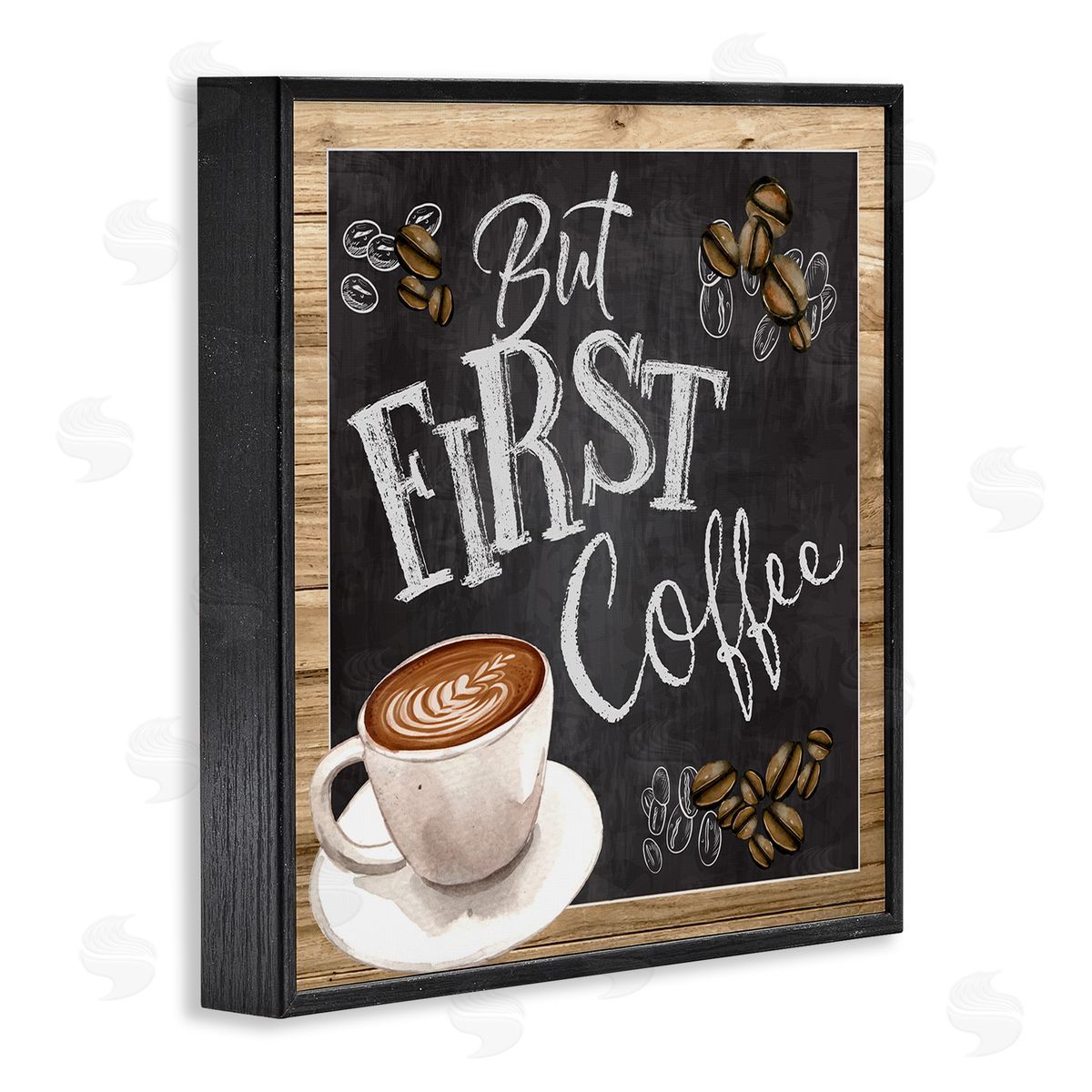 But First Coffee Chalkboard Black Frame Print Wall Art, Home Decor by ND Art