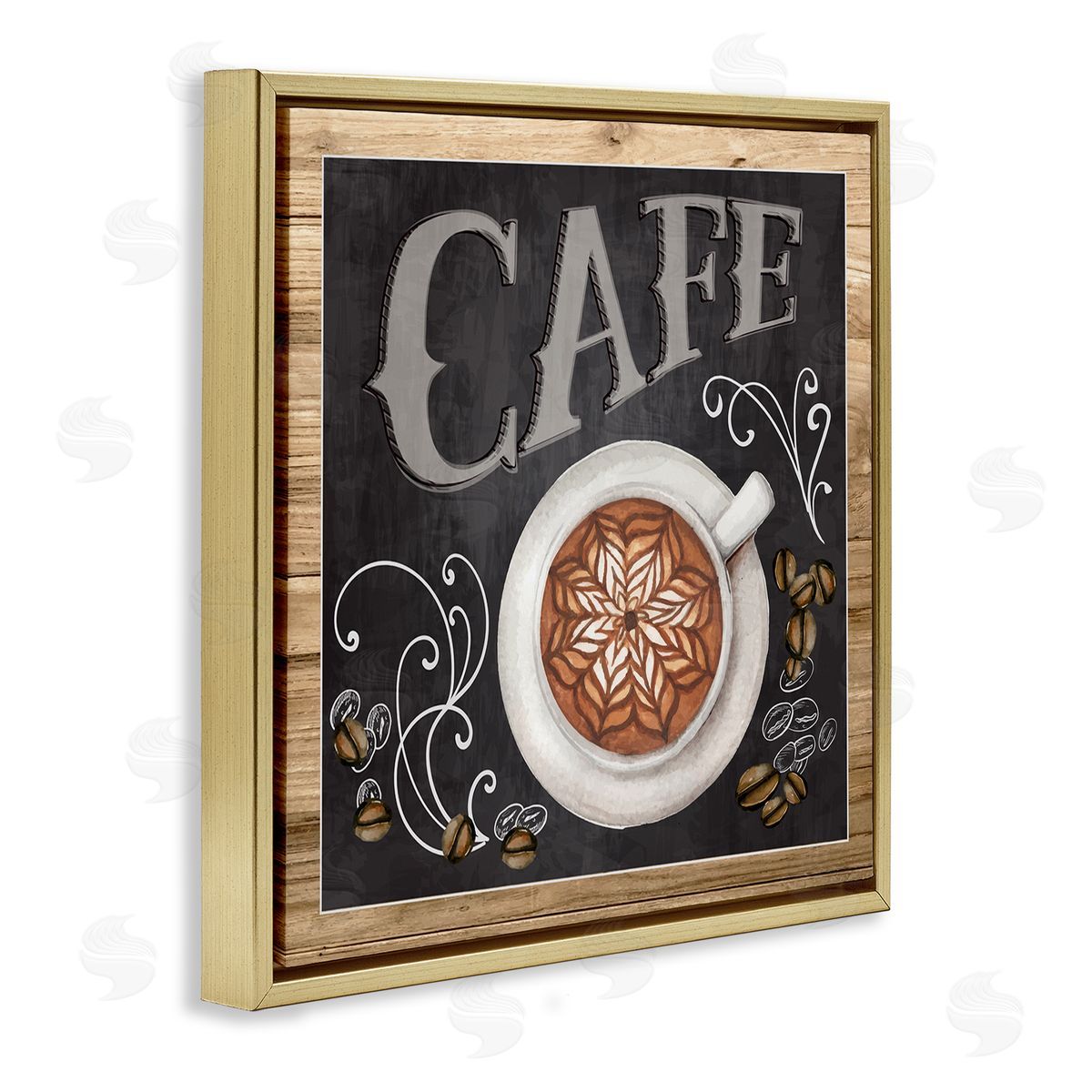 Chalkboard Style Cafe Sign Gold Floating Frame Canvas Wall Art, Home Decor by ND Art