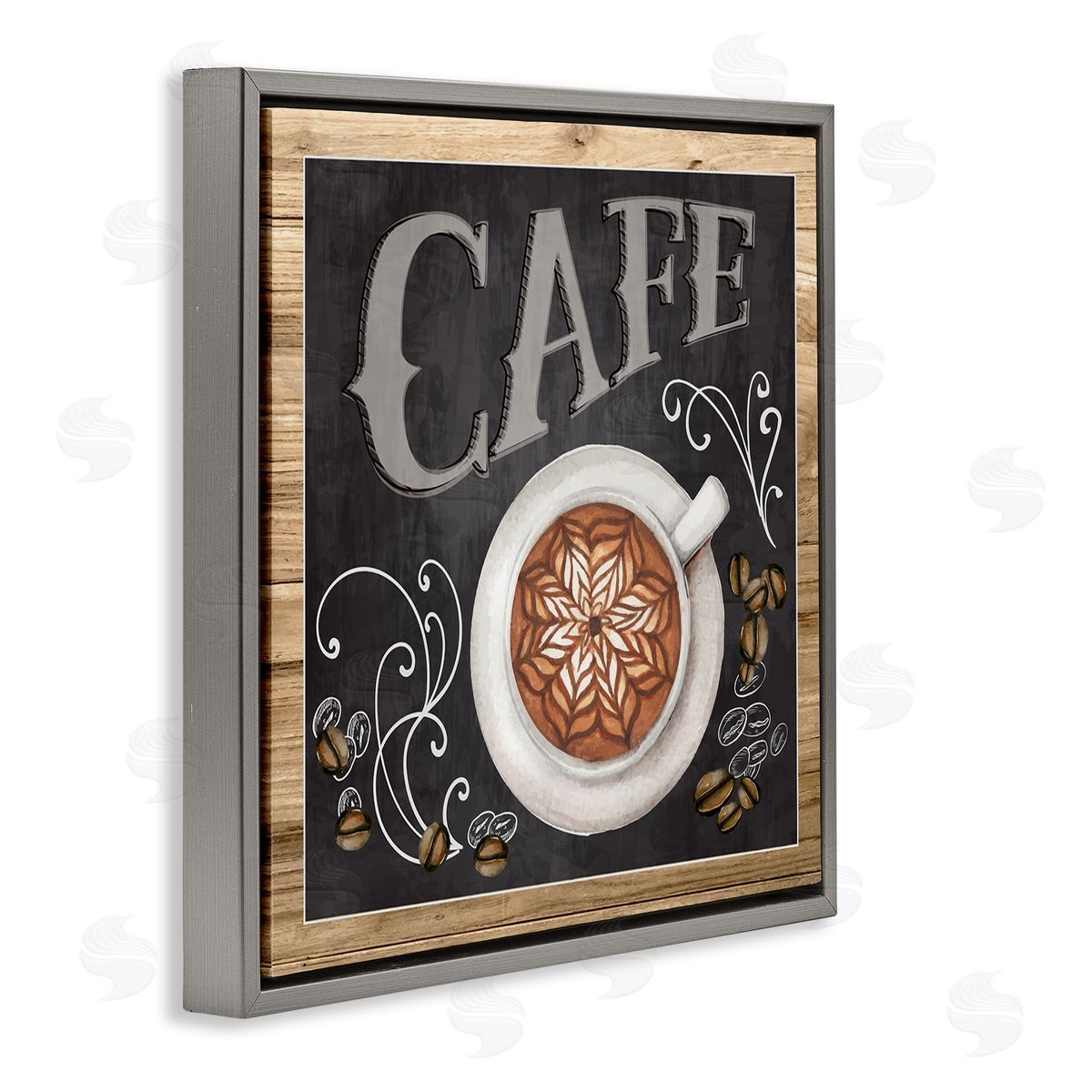 Chalkboard Style Cafe Sign Grey Floating Frame Canvas Wall Art, Home Decor by ND Art