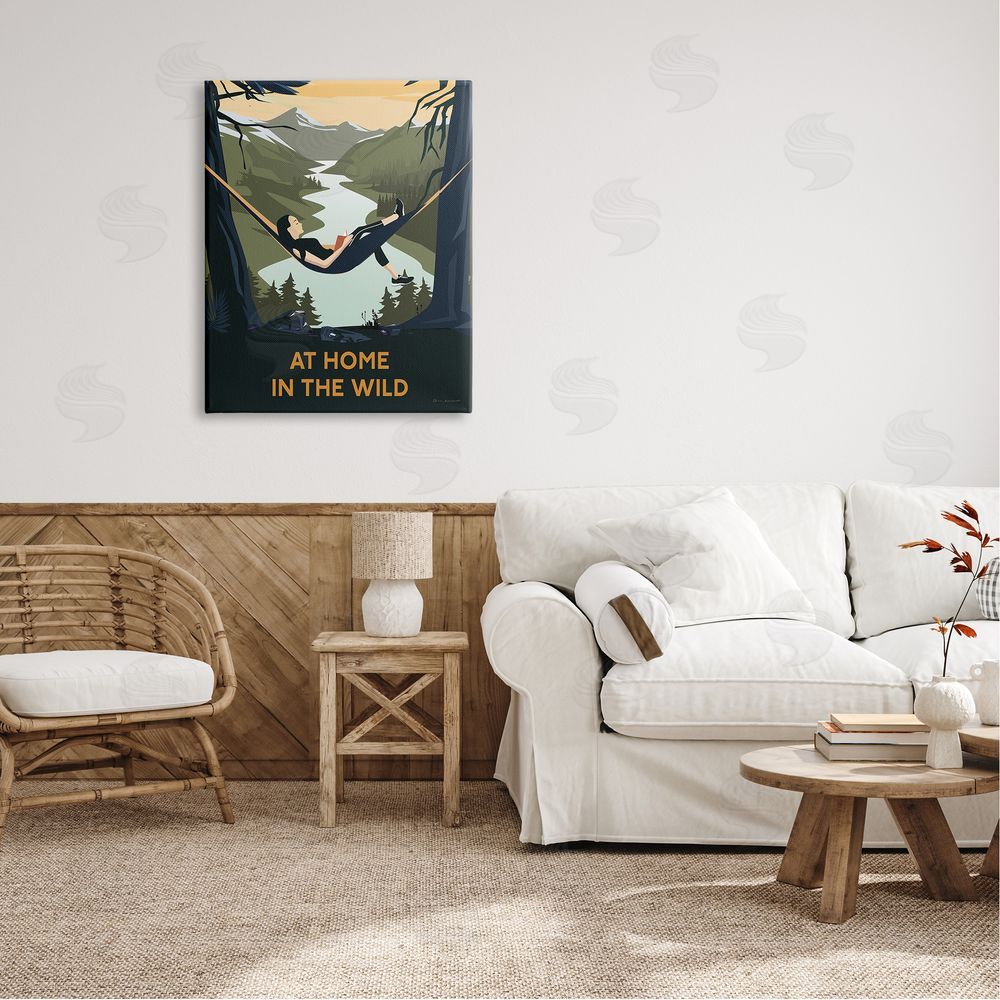 Omar Escalante Home In Wild Mountainside River Landscape Hammock Girl Canvas Wall Art Print in Room