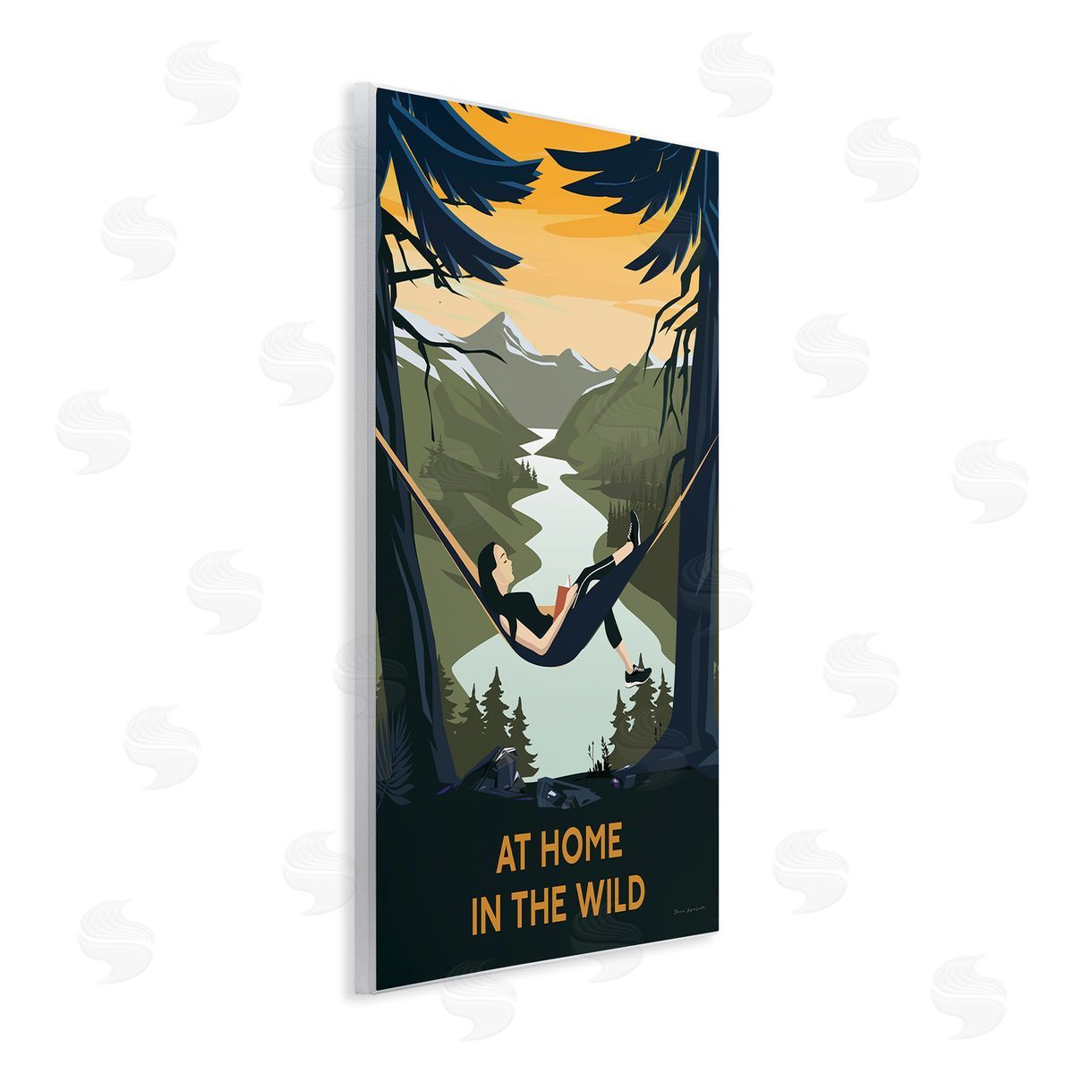 Omar Escalante Home In Wild Mountainside River Landscape Hammock Girl Wall Plaque Art Print