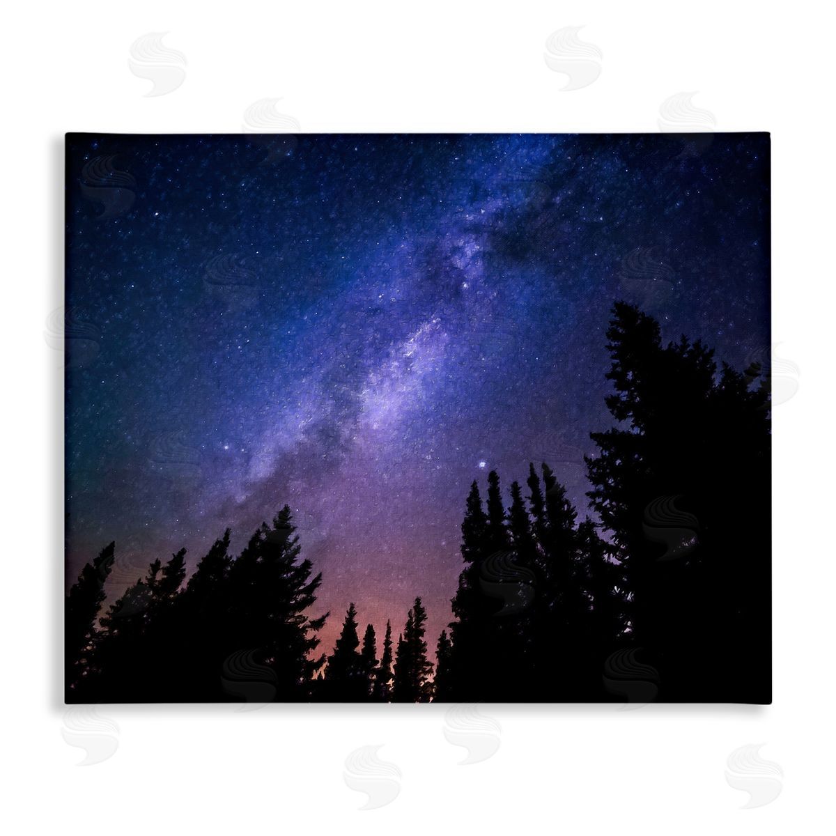 Alpenglow Workshop Deep Blue & Purple Galaxy Sky Stars Woodlands   Stretched Canvas Wall Art Print
