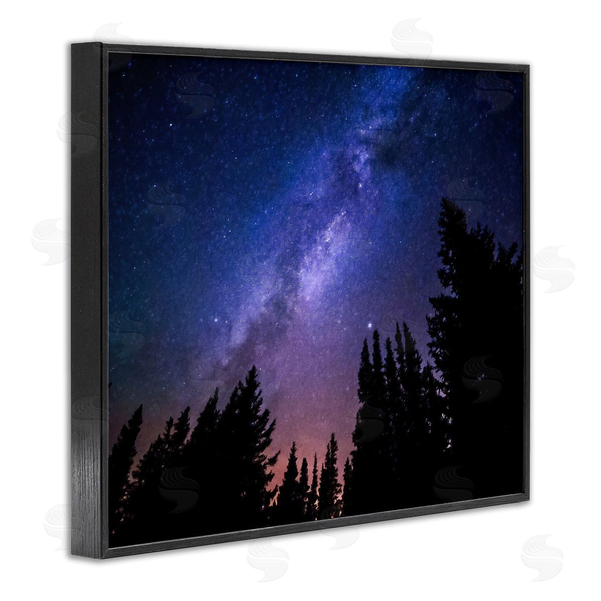 Alpenglow Workshop Deep Blue & Purple Galaxy Sky Stars Woodlands   Black Framed Giclee Wall Art Print