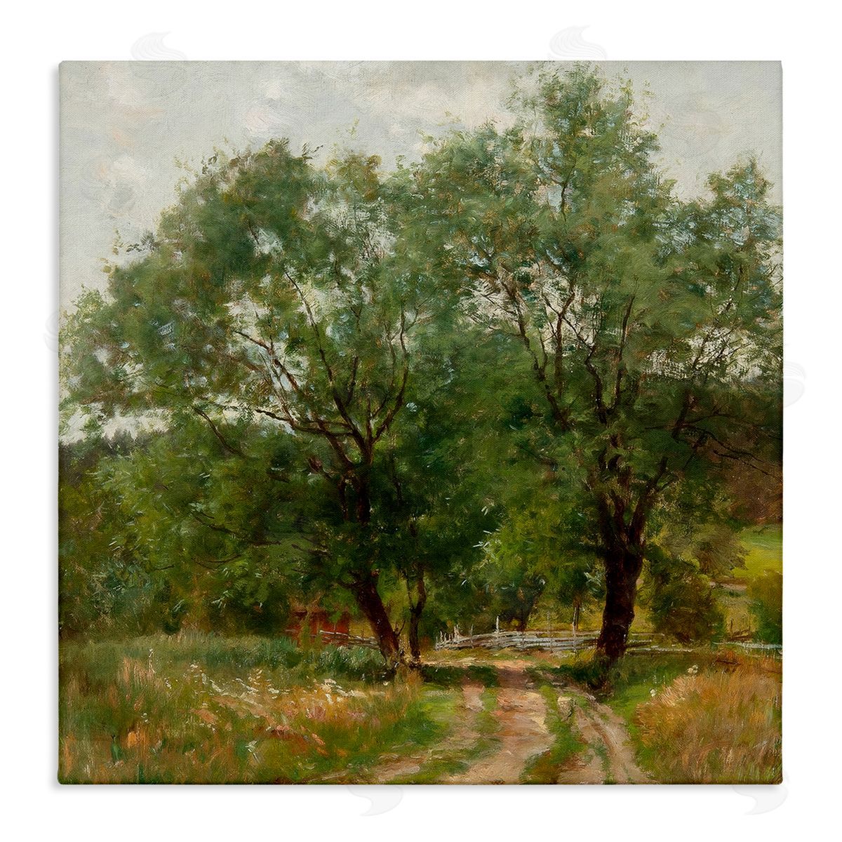 Alpenglow Workshop Dirt Road Path Trees Rural Detailed Painting Stretched Canvas Wall Art Print